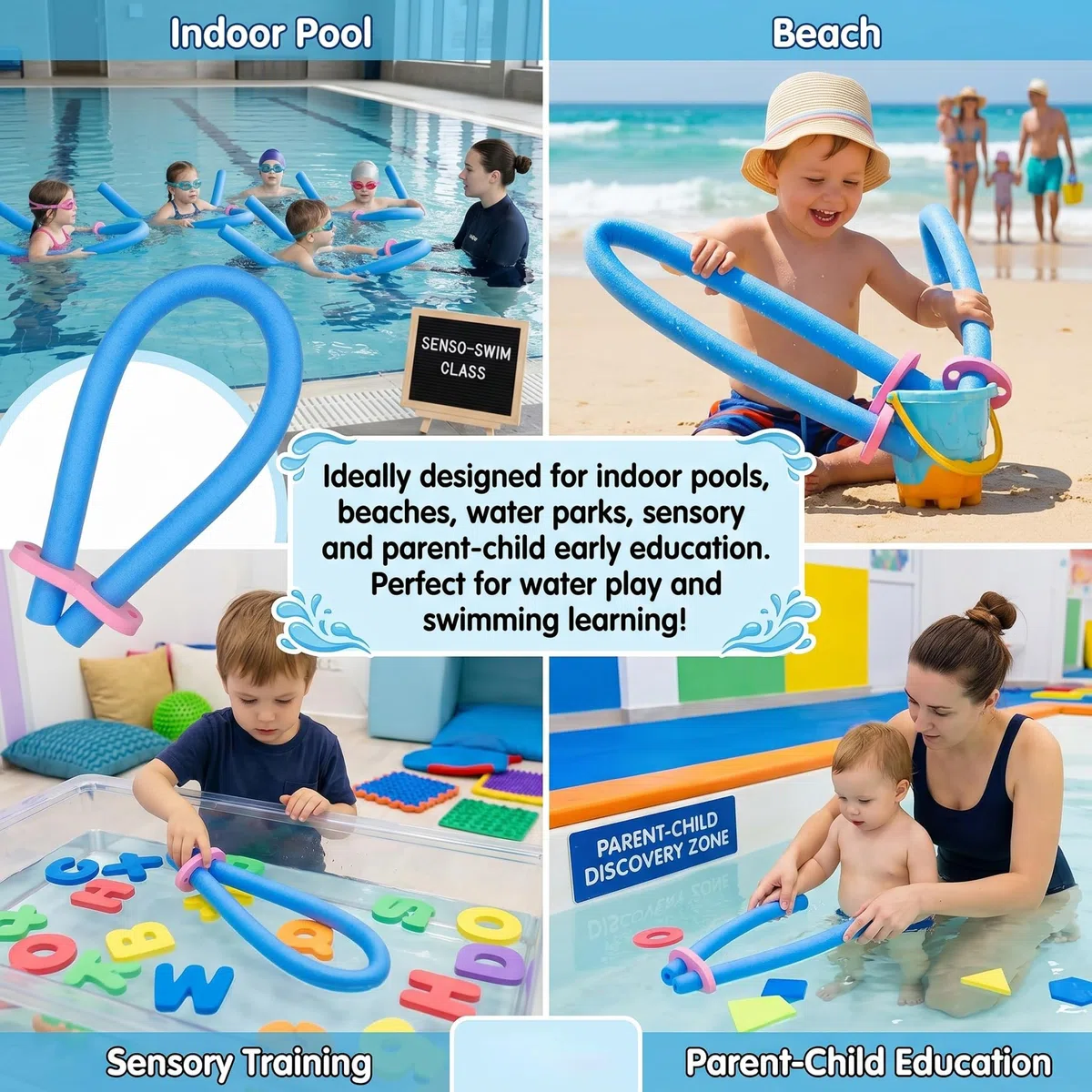 Noodles per piscina sfusi, 2 pezzi di noodles per piscina con connettori a doppio foro, schiuma Eva ad alta galleggiabilità, 2, 36 pollici - Sfusa