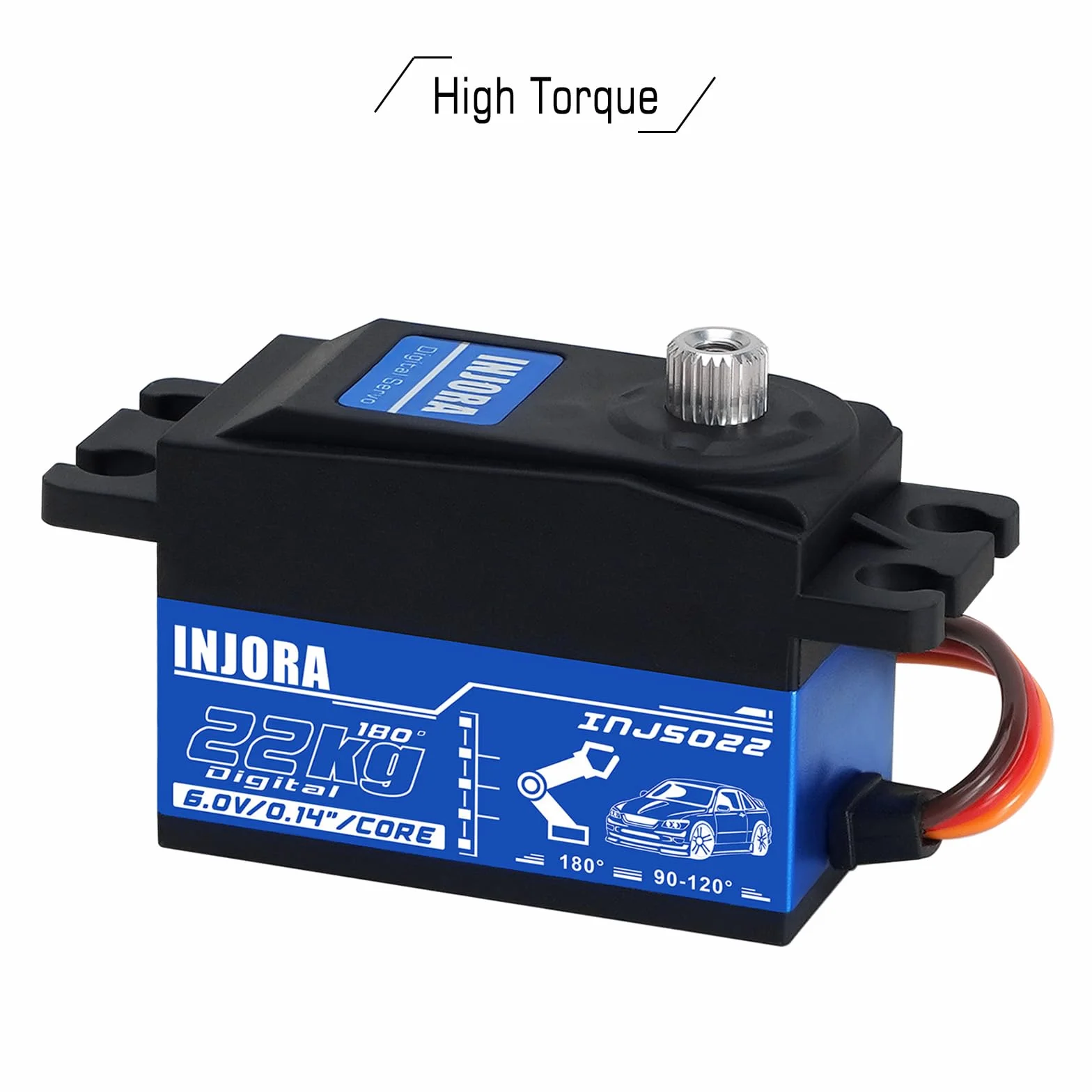INJORA INJS022 Servo Digitale a Profilo Basso da 22KG con Braccio Servo 25T per Auto RC 1/10 e Modelli Robot