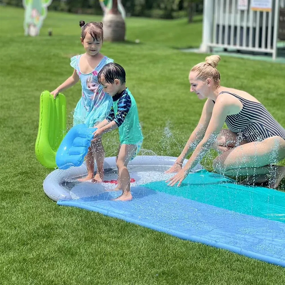Scivolo Acquatico Giardino, 550 * 145cm Scivoli d'Acqua Doppio, Scivolo d'Acqua con 2 Pannello Gonfiabili, Scivolo Gonfiabile ad Acqua per Giardino, Spiaggia, attività Acquatiche all'aperto