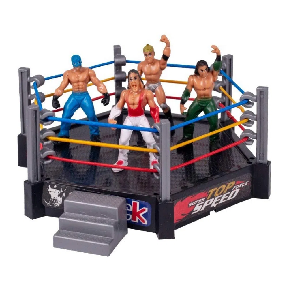 KIMISS Autentico Set di Anelli di Wrestling - Giocattoli Divertenti da Combattimento con Corde Ble per, Wrestler Warrior Action Figures, età 3-14 (GREY)