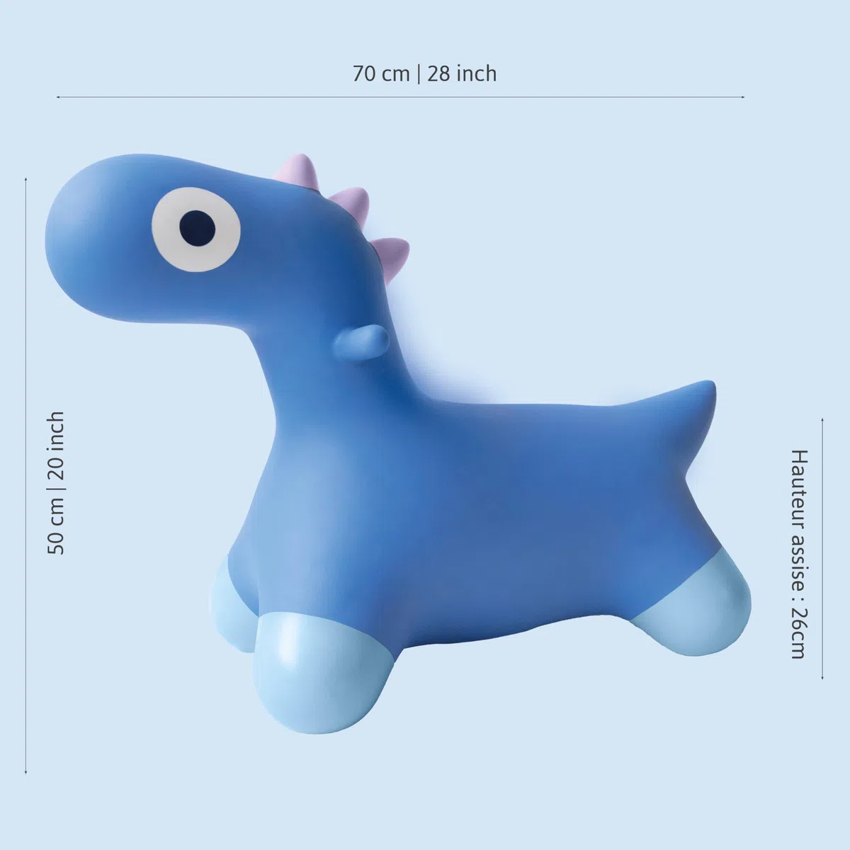 Quut - Hoppi Dino Springen - Giocattolo gonfiabile per saltare - Esterno ed Interno - Design - Pompa inclusa - Regalo - A partire dai 18 mesi (blu cosmico)