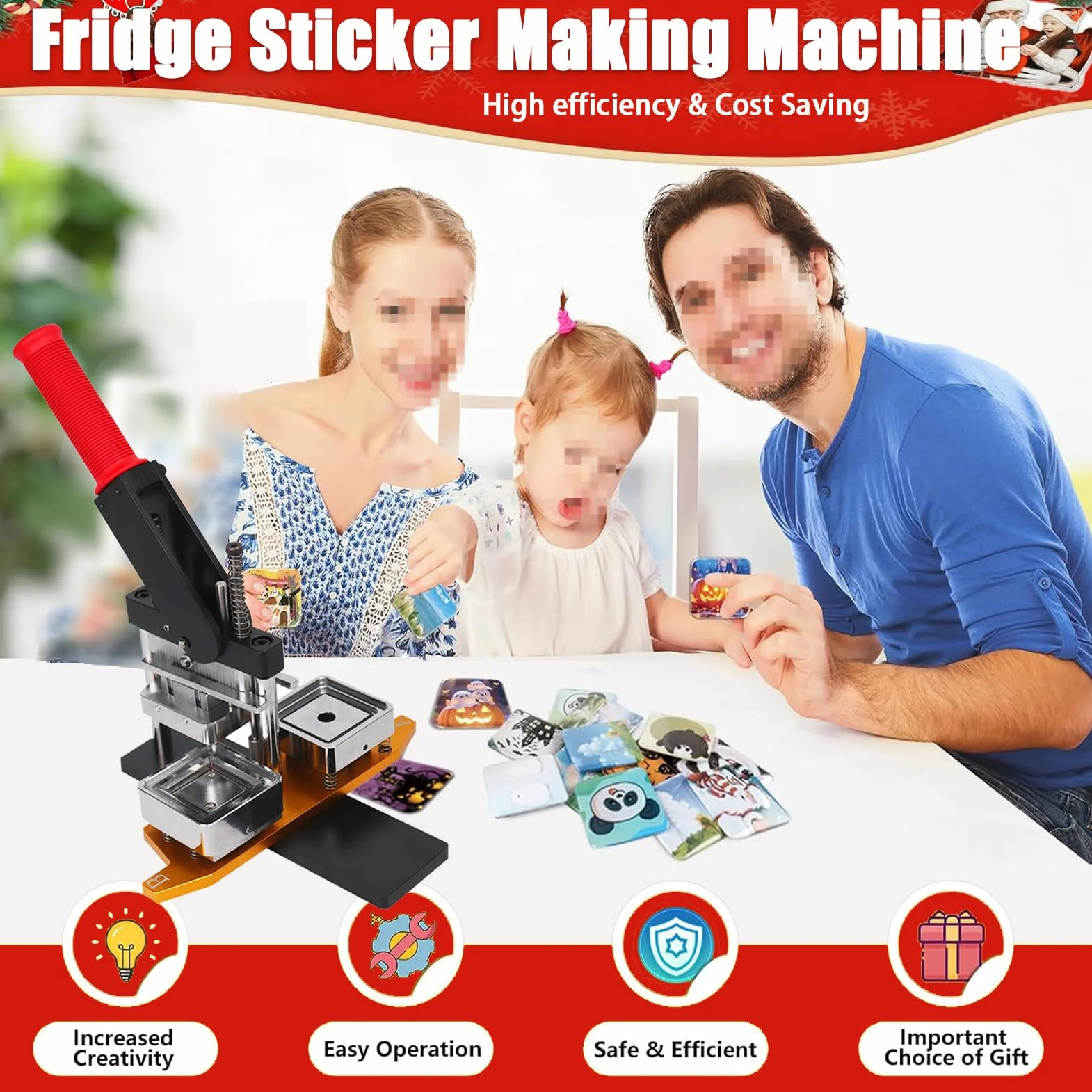 Kit Fai da Te per Magneti Fotografici, Macchina per La Creazione di Magneti,con Taglierina, per Aiutare con I Bambini, Progetti Scolastici APOSS Cutter(Acrylic*1000sets)-65 * 90mm