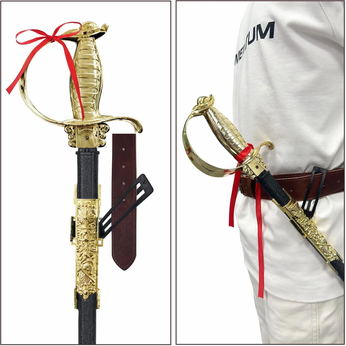 Spinosaurus 2 spade da scherma per bambini in plastica LARP con fodero lungo samurai giocattolo spada Halloween Dress Up accessori (2 pcs-B)