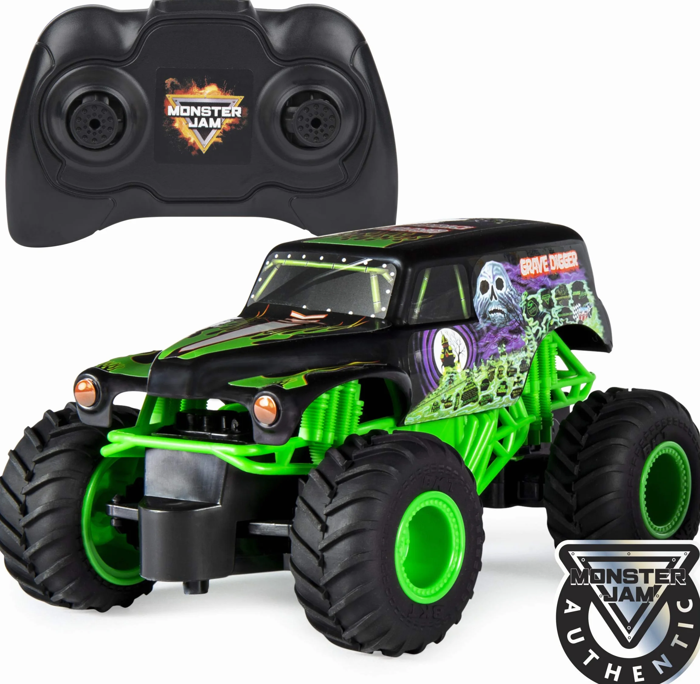 MONSTER JAM- Grave Digger Radiocomandato Realistico Mostro in Scala 1:24, 2.4 GHz, dai 4 Anni in su, Single, Vari Colori, 5.88 inches, 6044955