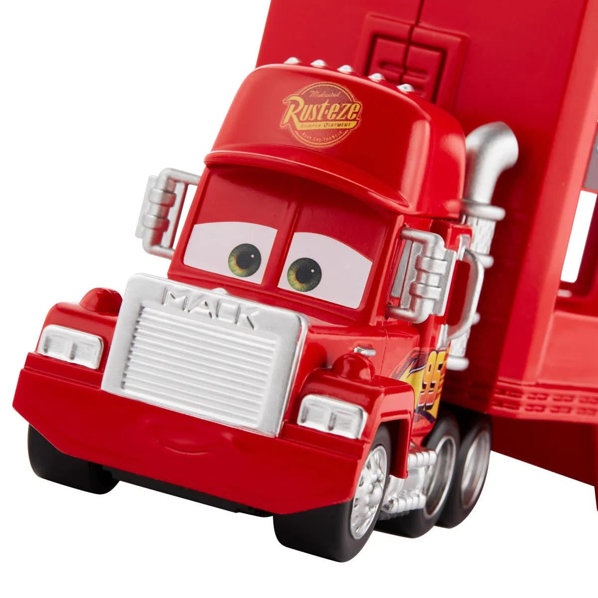 Mattel Disney Pixar CARS - Mack Mini Racers Trasportatore, include mini veicolo die-cast di Saetta McQueen, trasporta fino a 18 mini veicoli da corsa, giocattolo per bambini, 4+ anni, GNW34