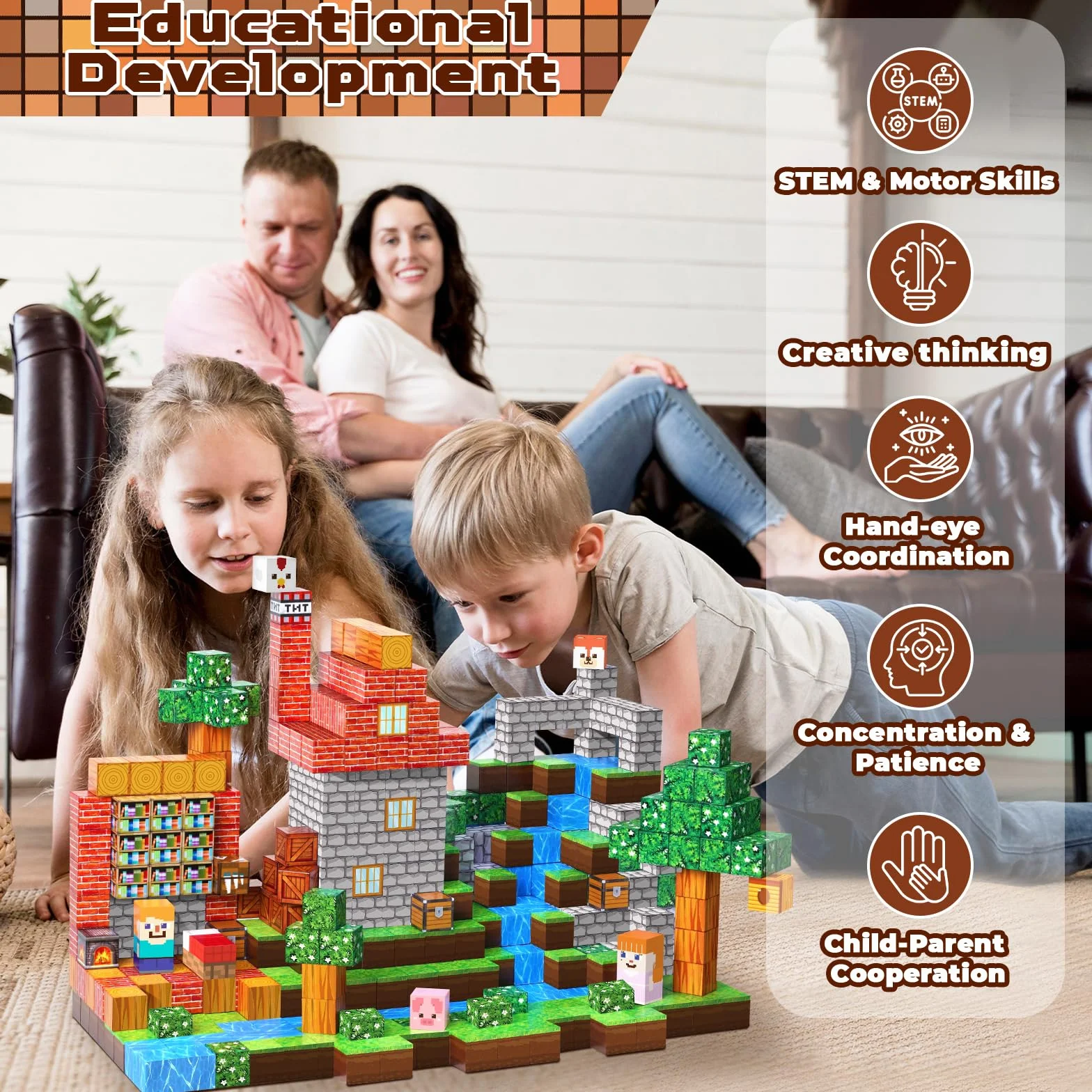 Goody King Costruzioni Magnetiche 150 Pezzi, Set di Cubi Magnetici per Bambini - Biblioteca Nella Valle - Giocattoli Sensoriali STEM per Ragazzi e Ragazze, Regalo Bambina 3 4 5 6 7 8 9 Anni