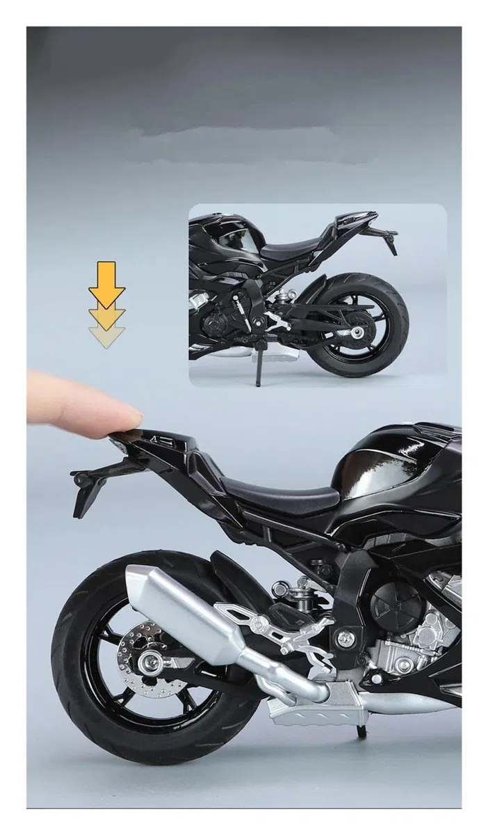 Modellino Moto Miniatura per BM&W S1000RR S 1000 RR Modello in Metallo Pressofuso per Motocicletta(Nero)