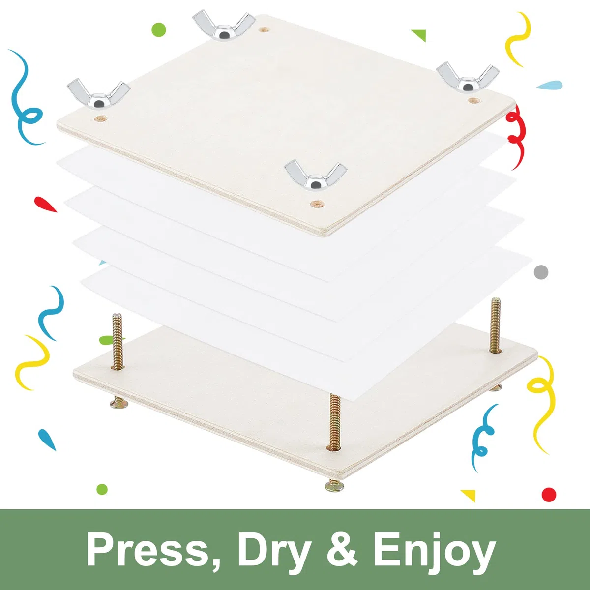 AHANDMAKER Pressa Kit per Fiori In Legno, Set per La Conservazione di Piante e Foglie Da 4x4 pollice per La Produzione di Campioni, Kit Pressa per Fiori Secchi Attività Educativa Fai-Da-Te