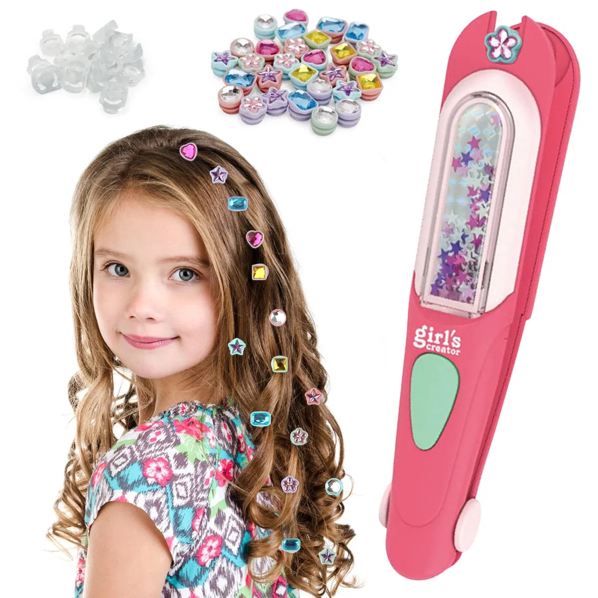 Kit di Bellezza per Capelli, Accessori per Capelli, Kit Gemme Capelli Giochi Bambina, Macchinetta Brillantini per Capelli, Regali Bambine 5 6 7 8 9 10 Anni, Regalo Compleanno Ragazza