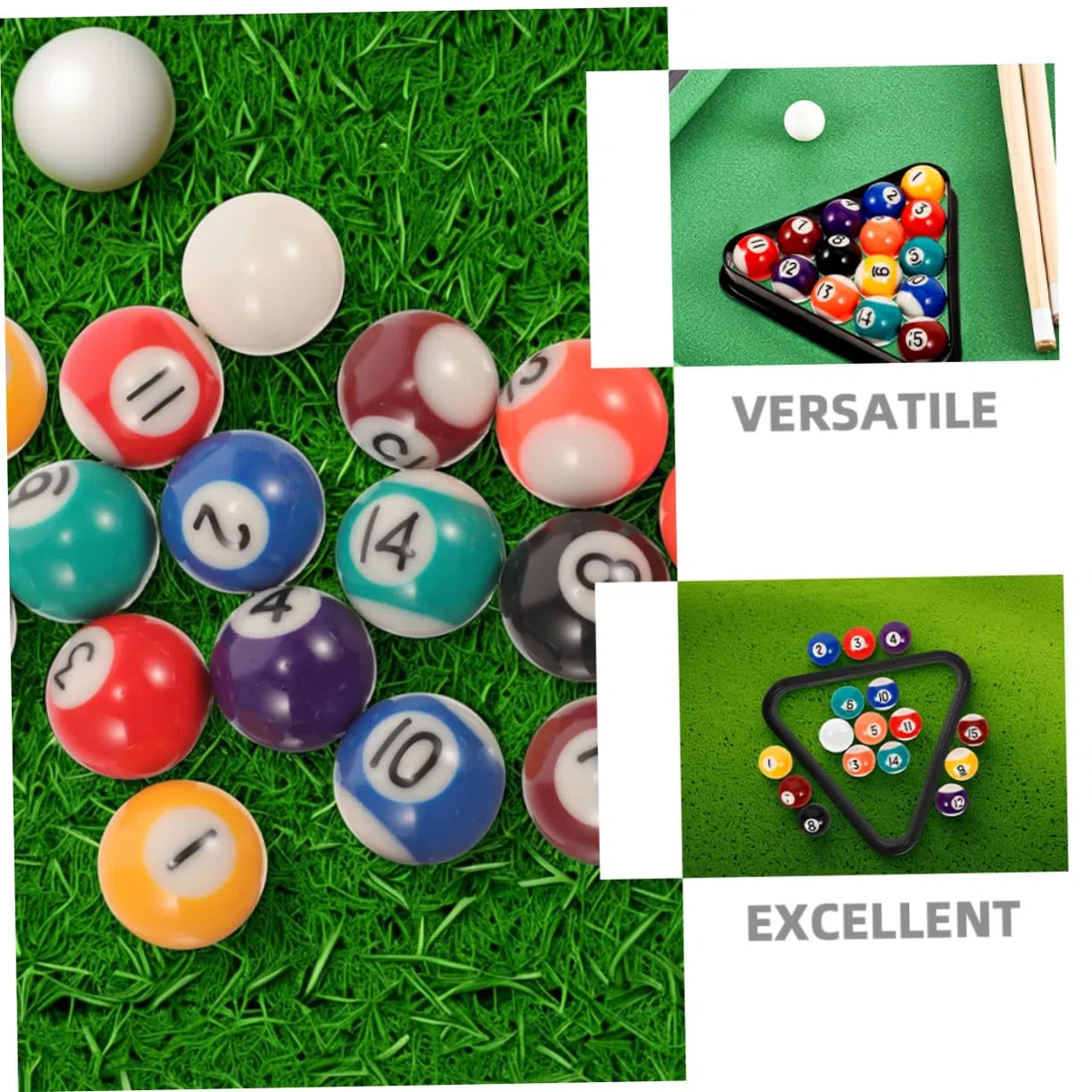 BESPORTBLE Set di 17 Mini Palline da Biliardo in Resina con Supporto Triangolare, per Casa e Scuola, Accessori Versatili per Tavolo da Biliardo per Ragazzi e Ragazze