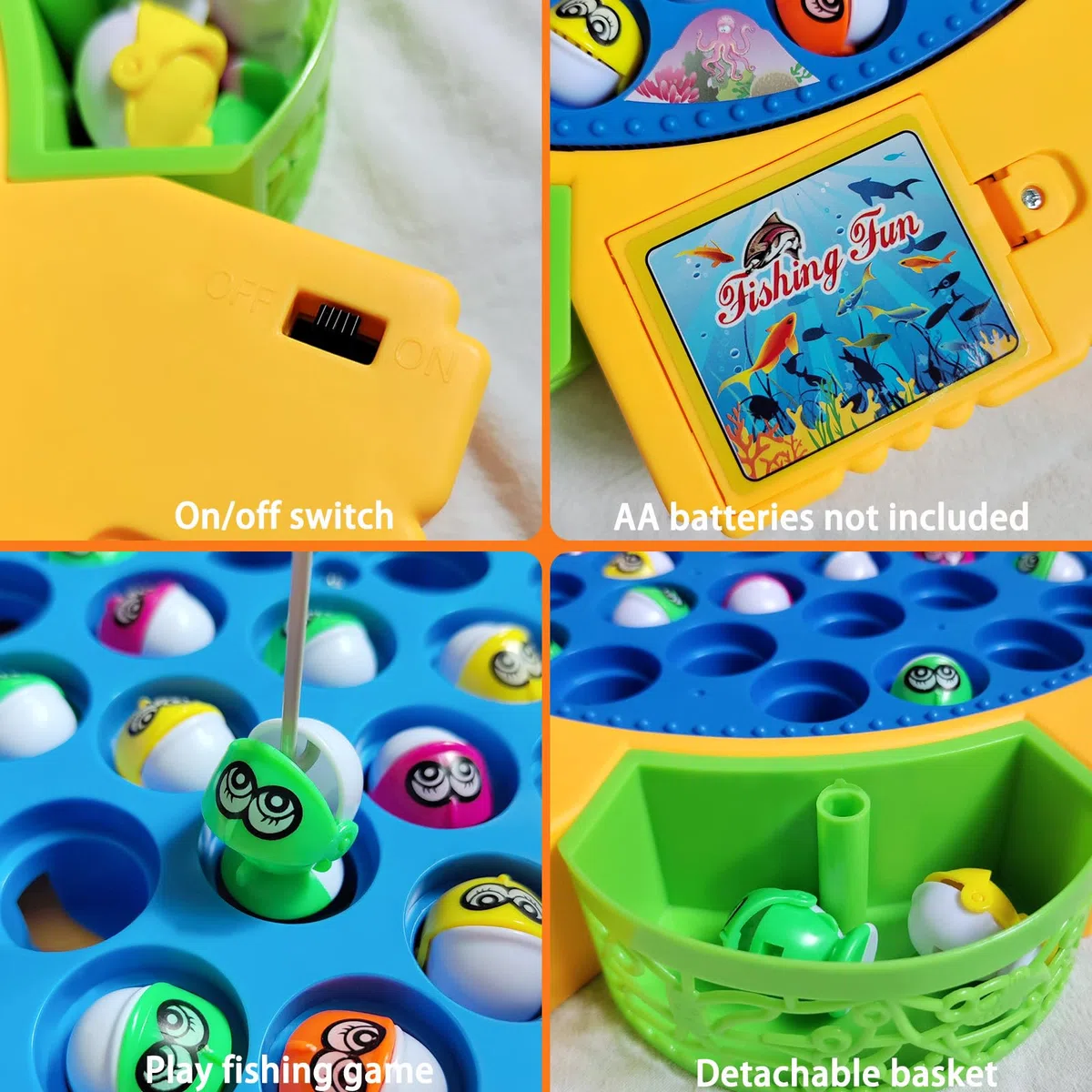 Gioco Musicale di Pesca con 45 Pesciolini e 4 Canna, Magnetico Giocattolo Educativo e Stimolante - Regali per Bambini e Bambine di 2 3 4 5 6 Anni
