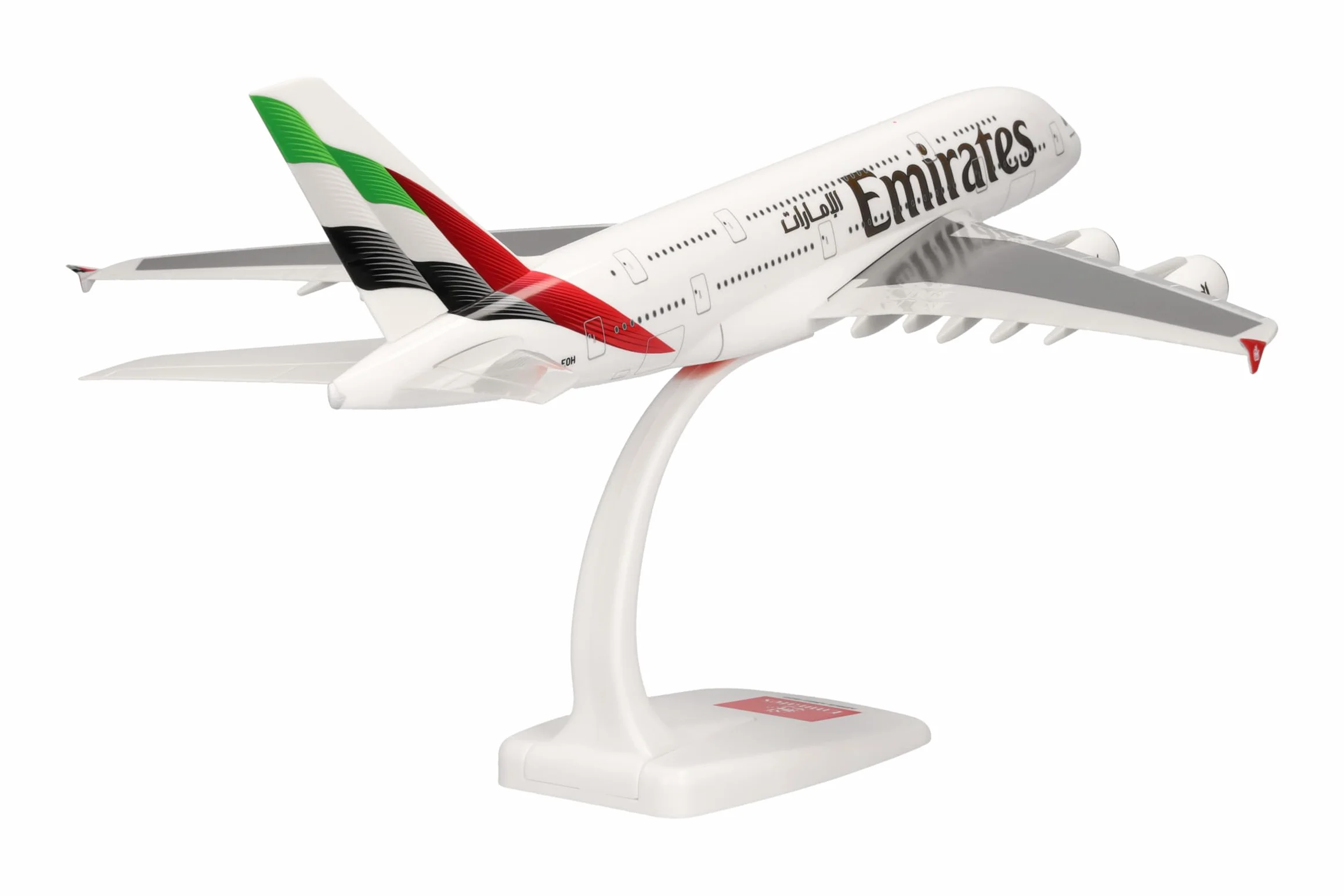 Herpa modello di aereo Emirates Airbus A380, in scala 1:250 - Snap-Fit, pezzo da collezione, miniatura deco, statuetta con supporto in plastica