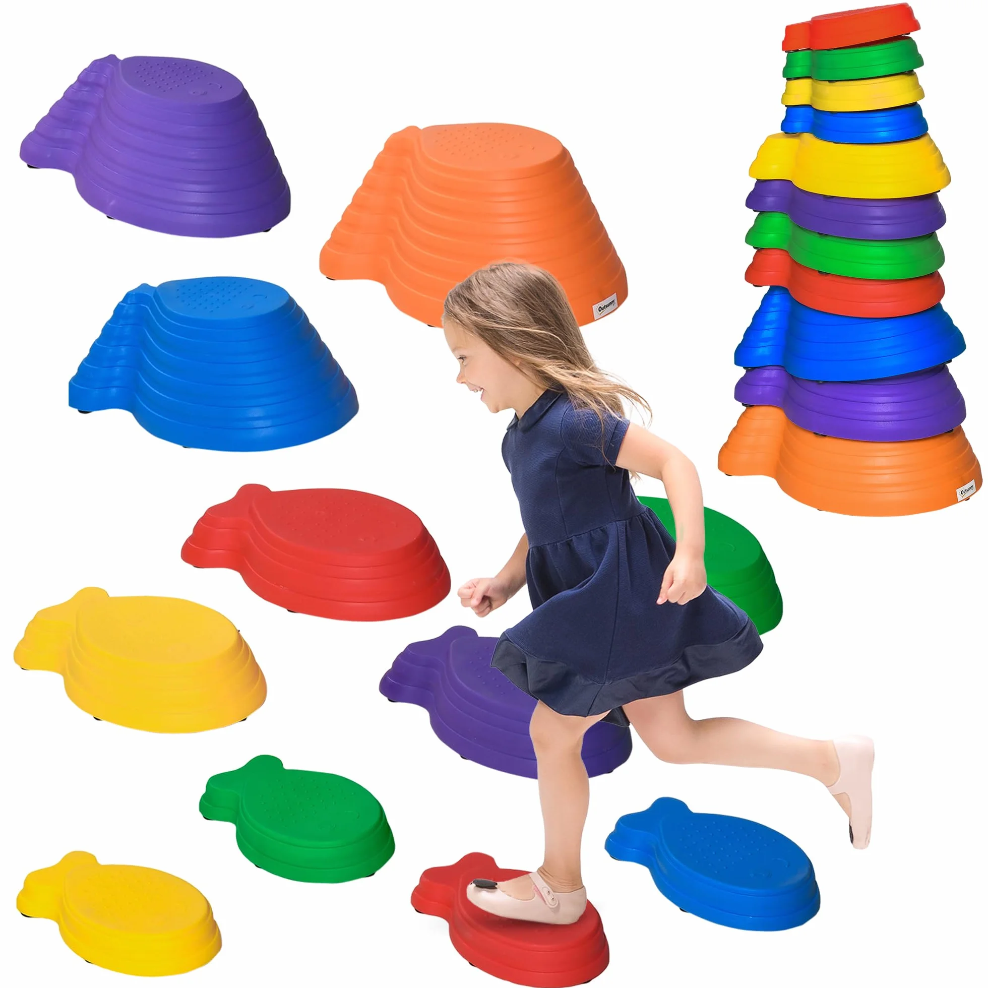 Outsunny Pietre di bilanciamento per bambini, 11 pezzi, impilabili antiscivolo, impilabili, pietre di equilibrio, per promuovere l'equilibrio, 3-8 anni, per interni ed esterni