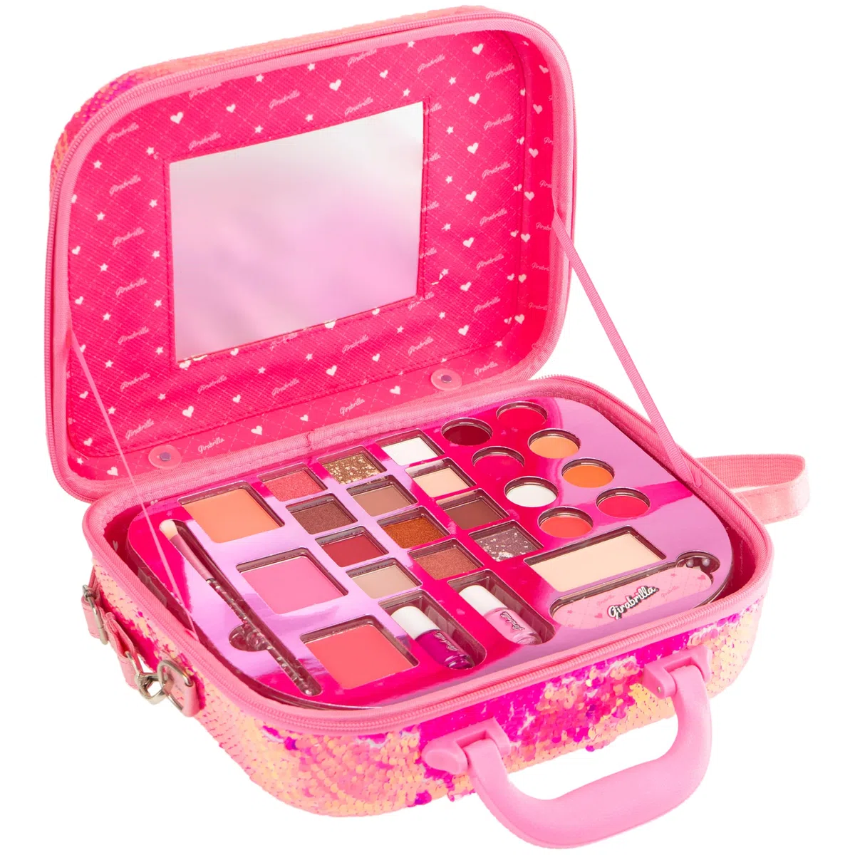 Nice Group - Girabrilla Make Up Case, Valigetta trucchi 02550G - BIANCA con Nuvole ROSA