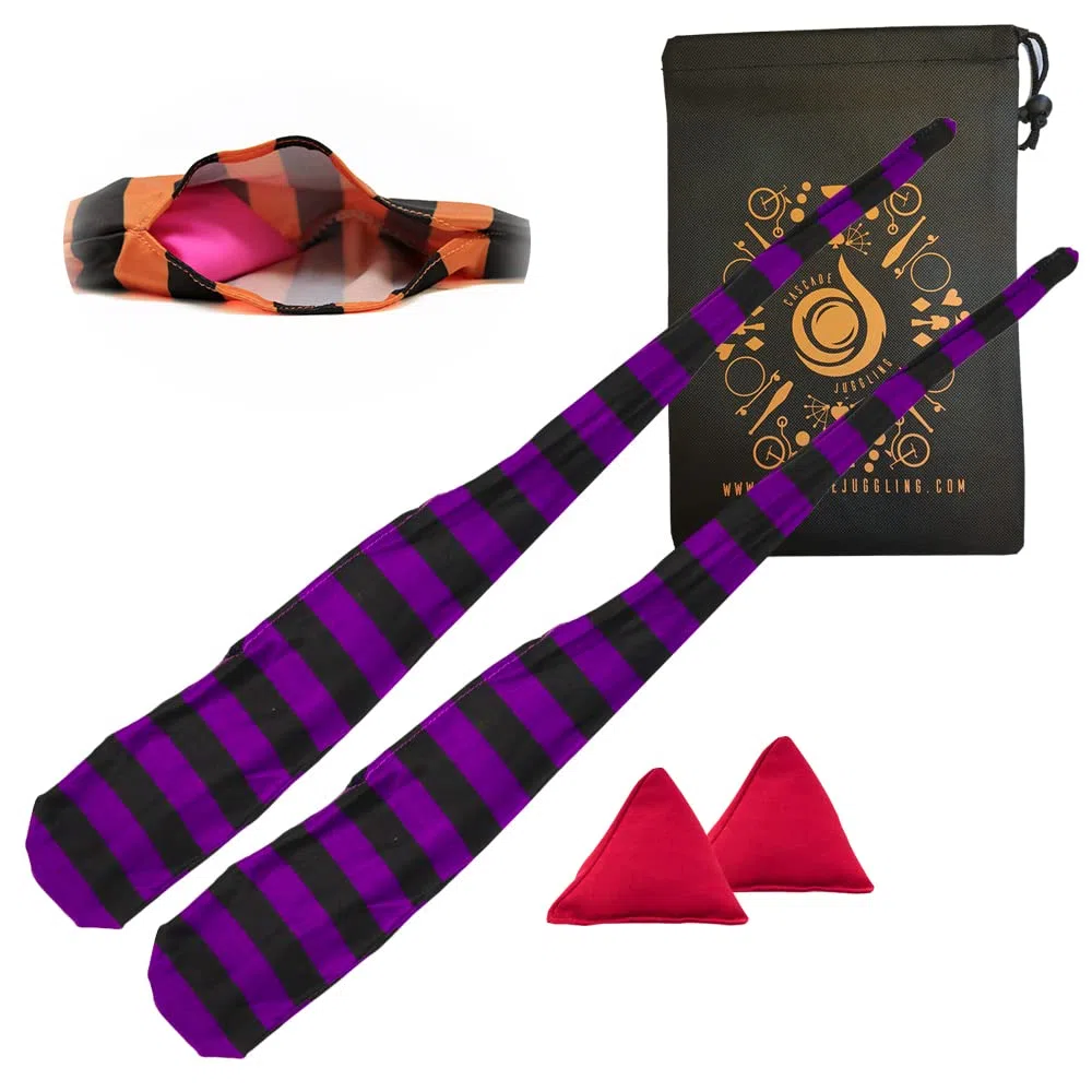 Cascade Juggling Poi Socks and Weights - Set di calzini elastici per allenamento, ideali per tutti i livelli (viola e nero)