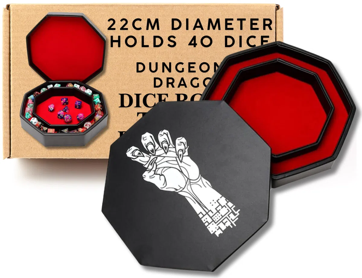Vassoio per dadi DND da 22 cm - Vecna ​​Artwork - Contenitore per dadi poliedrici - Tappetino per giochi di ruolo - Scatola per dadi DnD per la conservazione - Vassoio per dadi DD - Accessori DnD