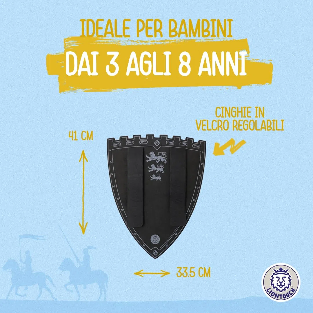 Liontouch - Scudo da Re dei Tre Leoni - da 3 + | Giocattolo in Gommapiuma a Tema Medievale, Ideale per Avventure Regali | Armi Sicure e Accessori per Battaglie, Giochi di Ruolo e Costumi per Bambini