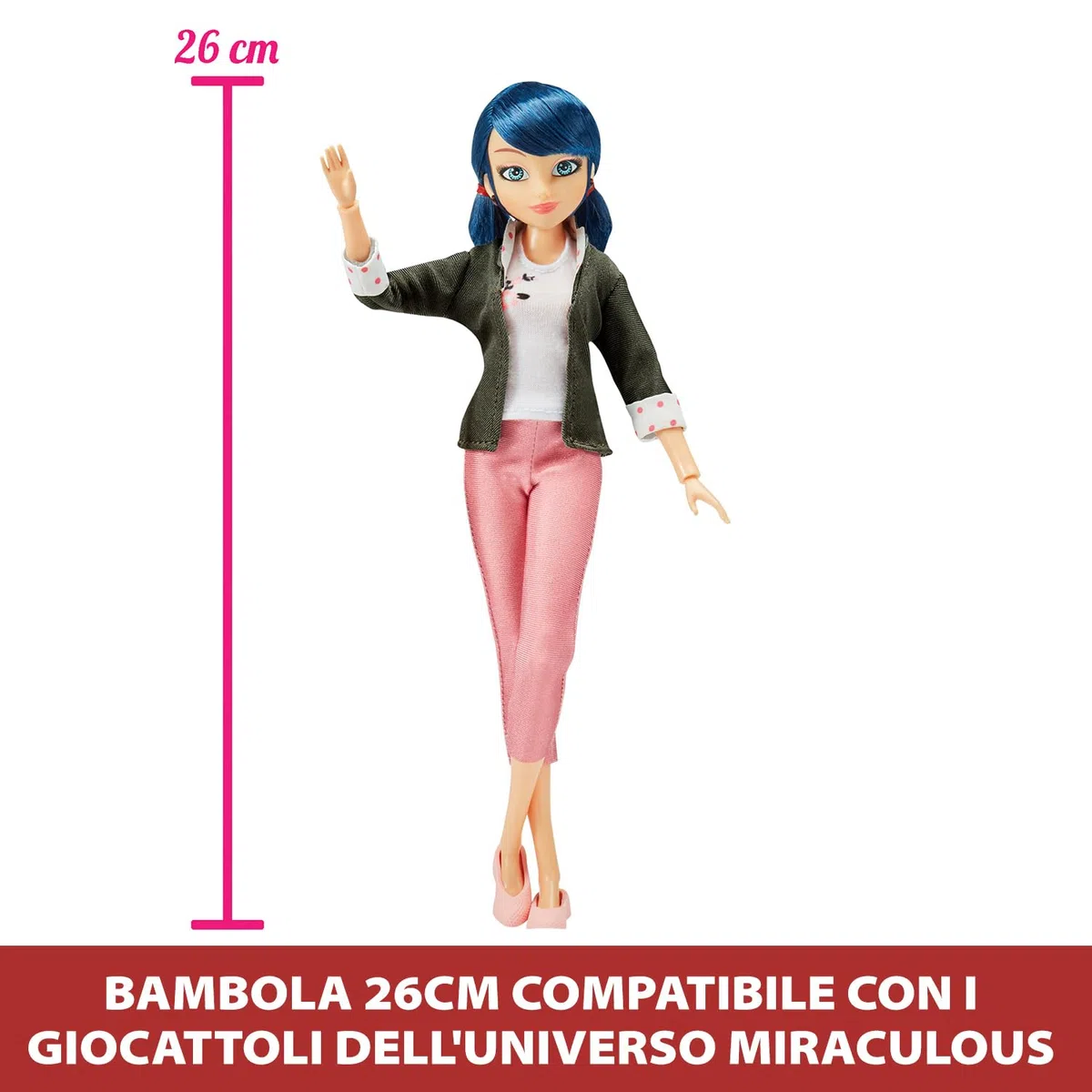 BANDAI - Miraculous - Bambole Marinette e Ladybug - Bambola da 26 cm e due outfit - Giocattolo Miraculous - Bambola articolata - Licenza ufficiale - Giocattolo per bambini di 4 anni e più - P50355