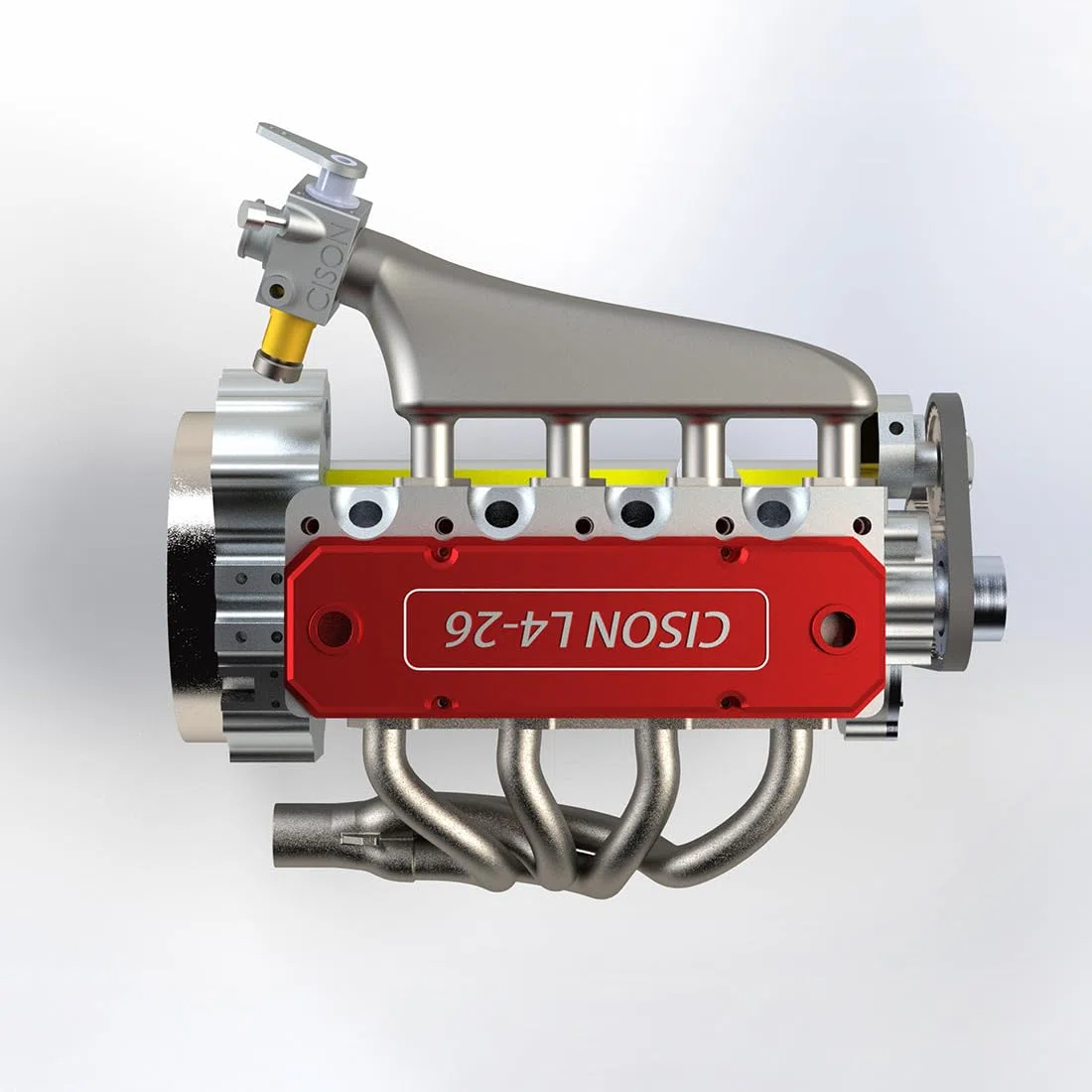 CISON L4-26CC Mini 4 Tempi Inline Quattro OHV Motore a Benzina Modello Che Funziona, Raffreddato ad Acqua Metallo Motore a Combustione Interna per RC Auto e Kit Fisica