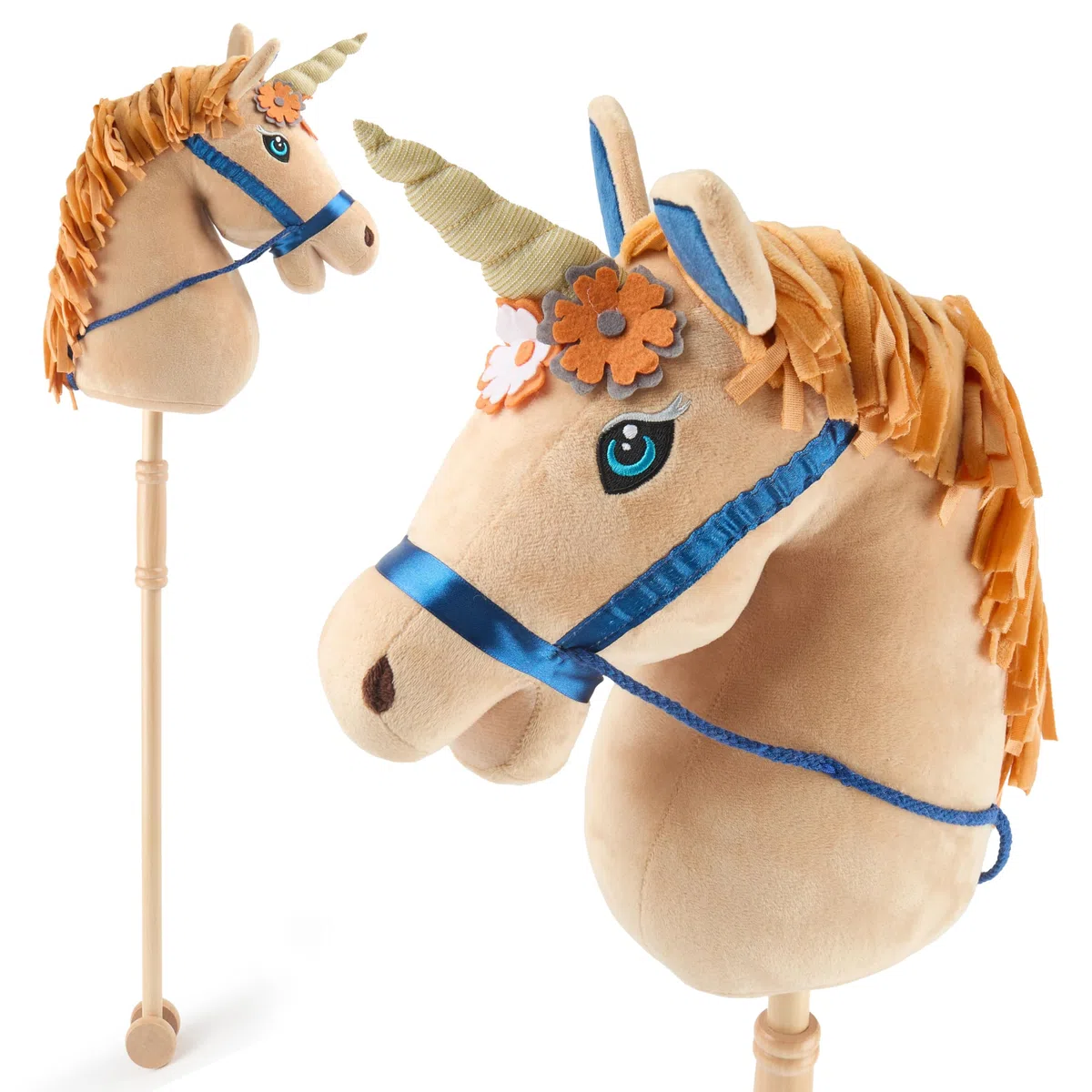 Bieco Cavallo a Spina Unicorno Magic | Cavallo Cavalcabile per Bambini | Hobby Horse Realistico Testa di Cavallo con Bastone Giochi Bambini 1 Anno Femmina Regalo 1 Anno Cavallino interattivo Bambina