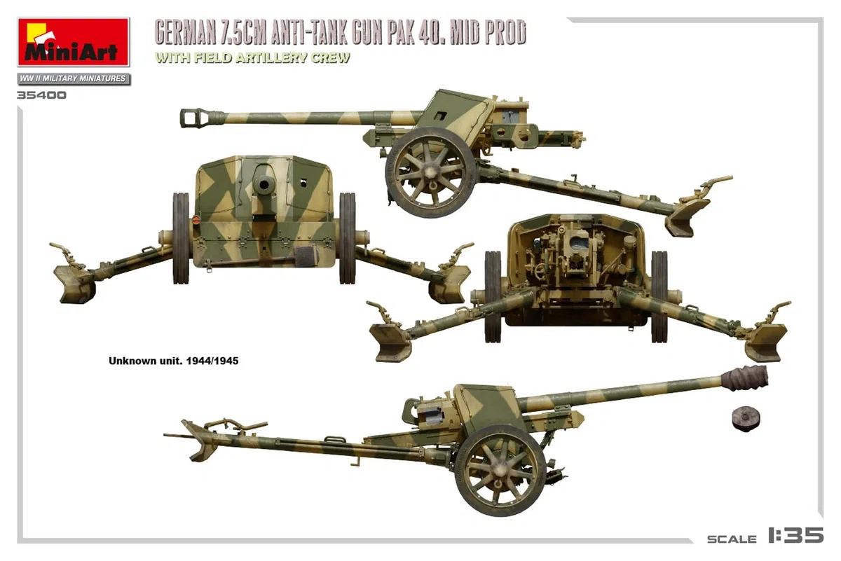 Miniart - cannone anticarro tedesco pak 40-1/35 - miniart 35400