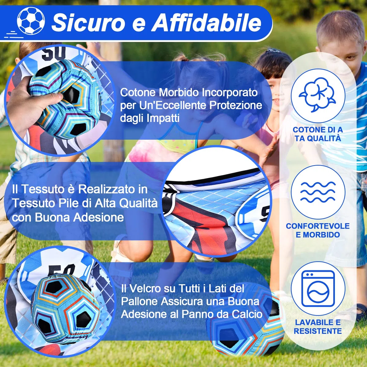 JONRRYIN Set da Gioco con Pallone da Calcio per Bambini di 3 4 5 6 7 8 Anni, Porta da Calcio in Cortile per Interni ed Esterni con Palline in Velcro, Regalo di Compleanno per Ragazzi e Ragazze