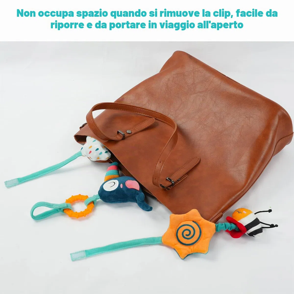 Aomig Giocattolo Passeggino Clip, Regolabile Giocattolo Carrello Bambino con Sonaglio, Giocattolo per Passeggino Rimovibile, attività Appendere Giocattoli, Arco Giochi Educativi