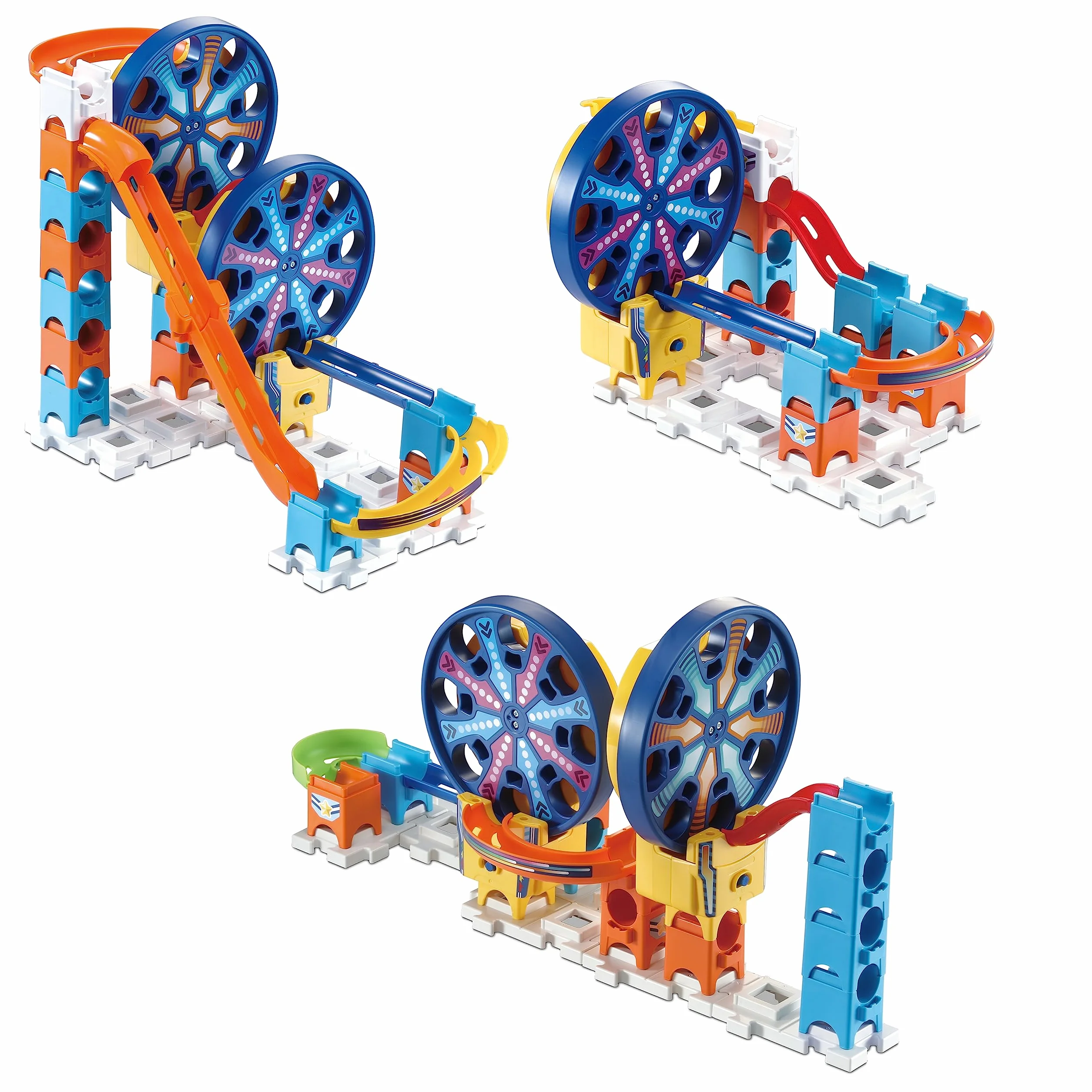 VTech Marble Rush - Fun Fair Set M300 E - Pista per biglie interattiva - 24 componenti, 2 ruote panoramiche motorizzate, 5 MarBalls - 4-12 anni