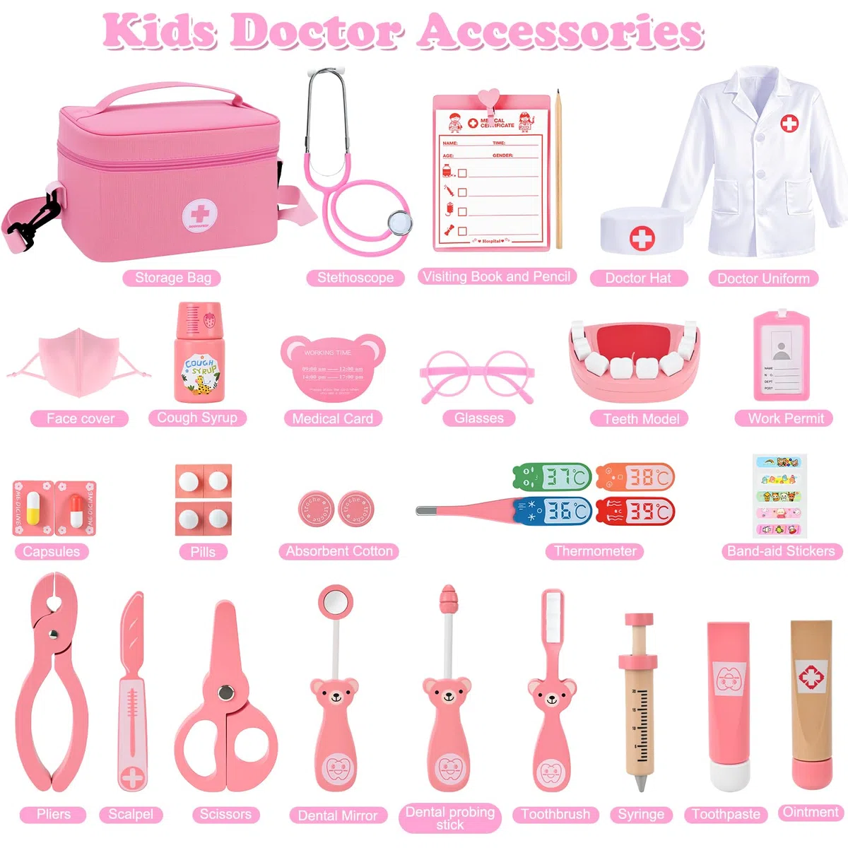 Mactoou Valigetta Dottore Bambini, Kit Dottoressa Bambina, Kit Dentista Gioco di Ruolo per Bambina di 3+ Anni