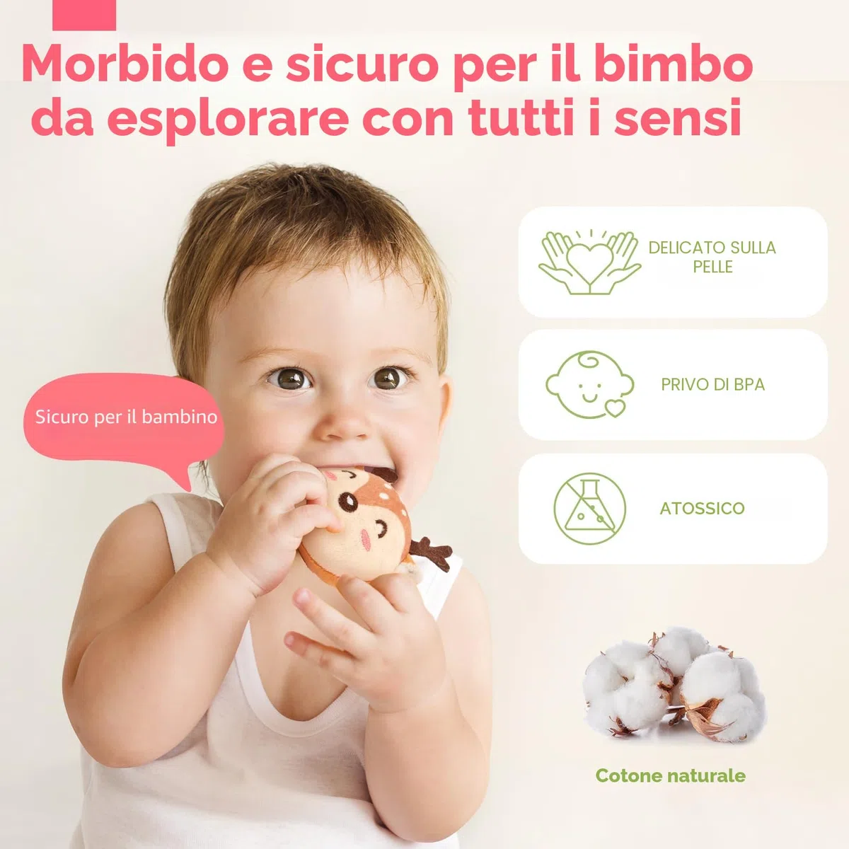 hahaland Giochi Neonato Montessori 6-12 Mesi - Casa Morbida per Animali con Sonagli/Pieghe/Specchio - Giochi Sensoriale per Bambini 3 6 12 Mesi Regalo Bimbo Bimba