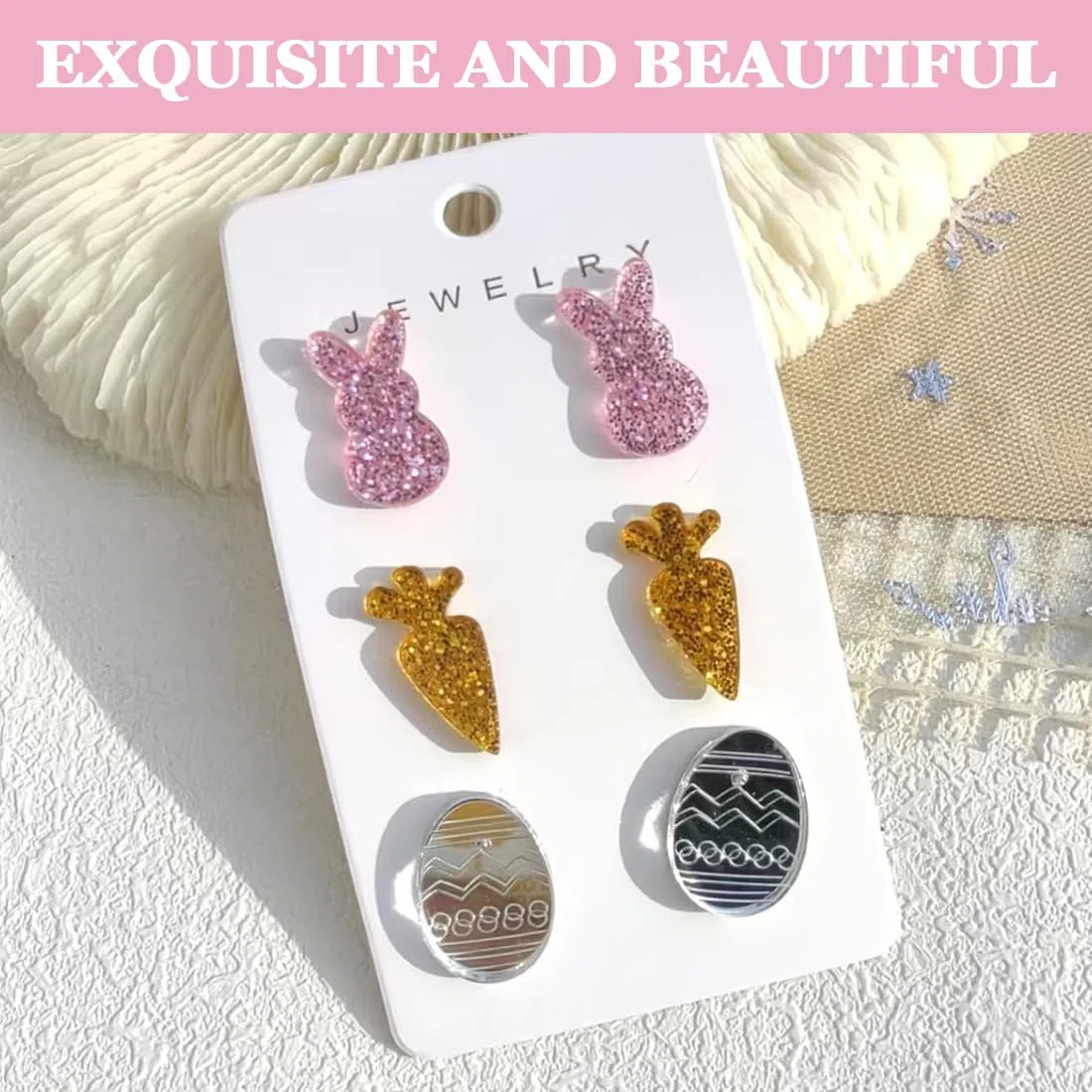 6 Paia Orecchini Bambina Di Pasqua orecchino Per Donna Pendenti Coniglietto Carota Anallergici Set Per Ragazze E Feste