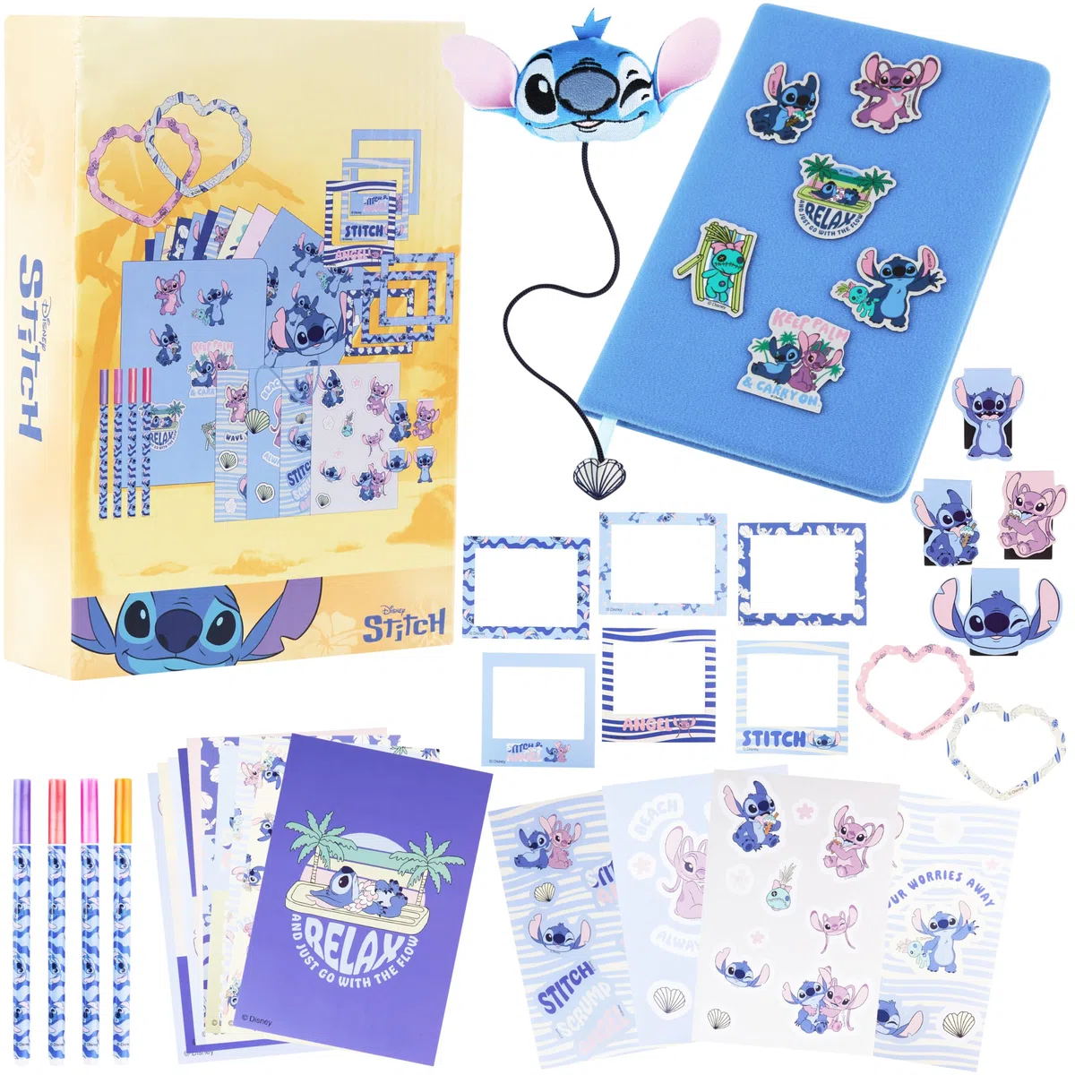 Get Trend Disney Stitch Scrapbooking Kit Bambini, DIY Giornale Set Arte con Taccuino Adesivi Penna a Sfera Segnalibro, Set Cancelleria, Regalo Bambina (Blu Stitch)
