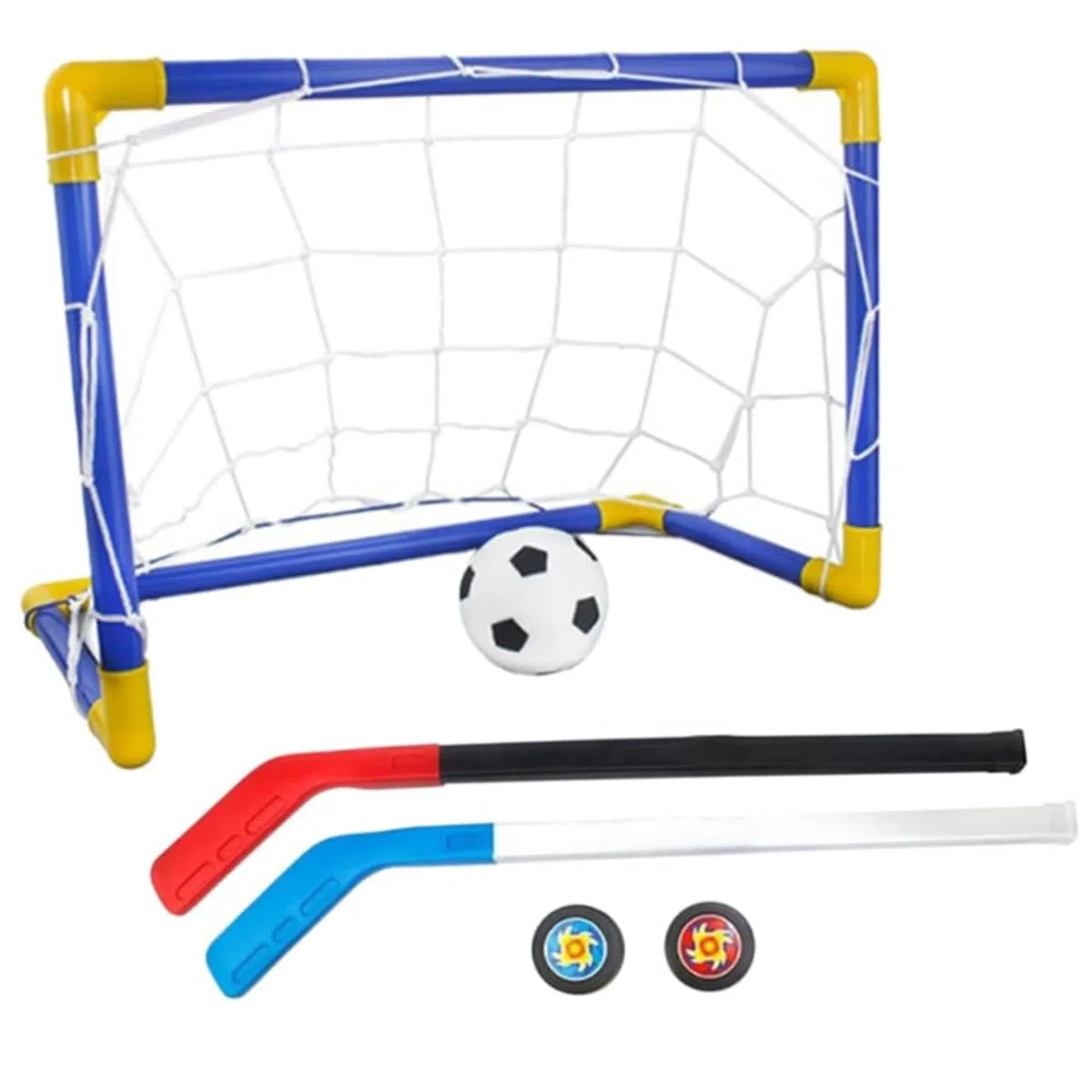 Mini Set da Calcio per Hockey, 2 in 1 con Pompa a Sfera con Bastoncini per Rete per Giochi per Bambini all'aperto
