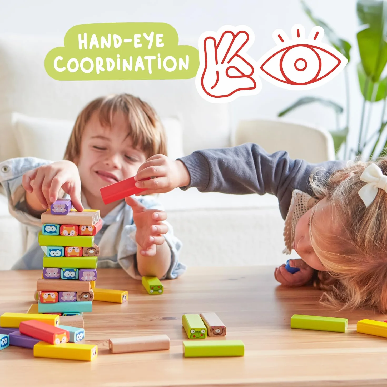 Nene Toys - Torre Magica Colorata in Legno con Animali – Gioco Educativo da Tavolo per Bambini - Gioco Didattico 4 in 1 per Bambini da 3 a 9 anni – Giocattolo Ideale come Regalo per Genitori e Figli