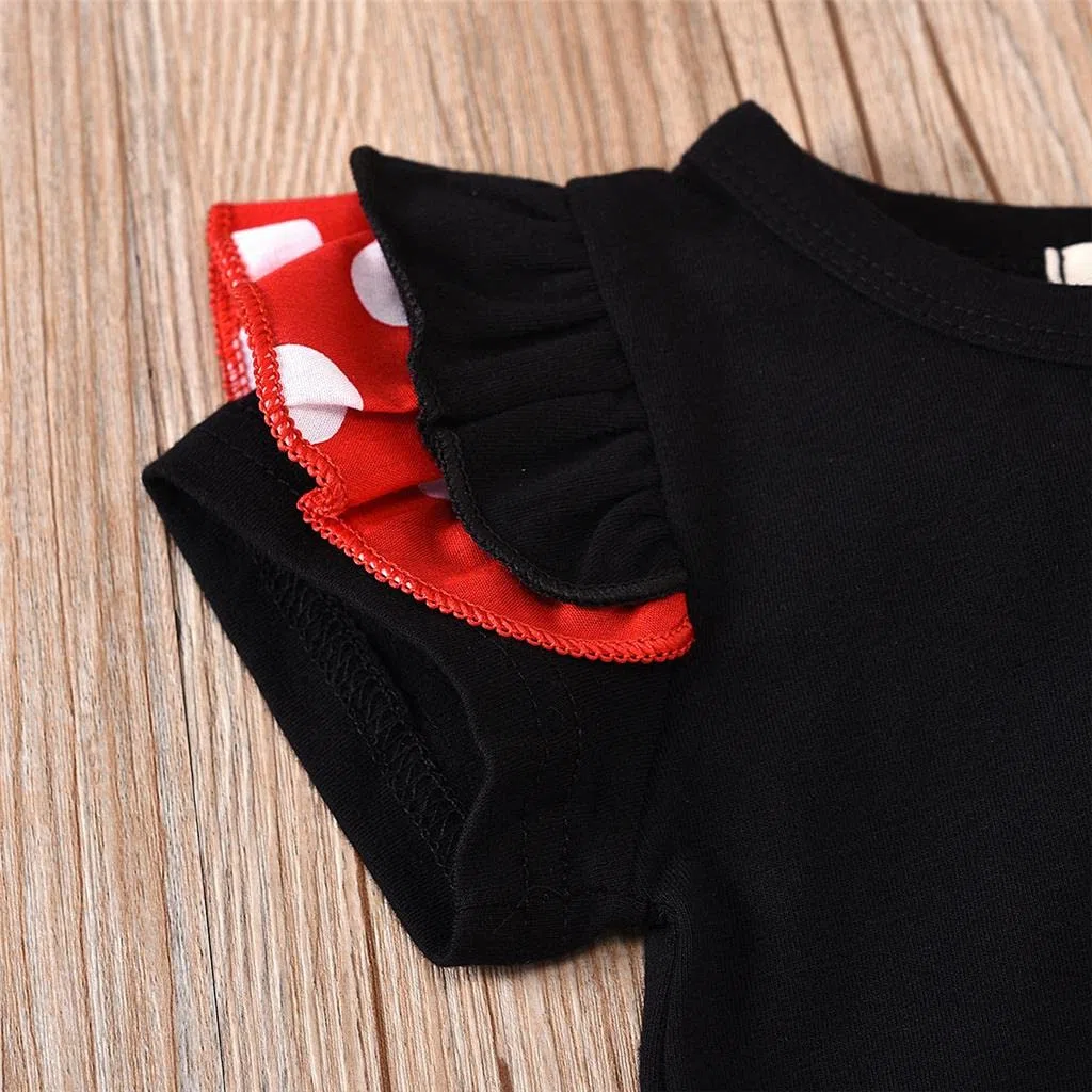 Lito Angels Vestito Costume Topo Mouse con Fascia per Bimba & Bambina, Completi di Gonna a Pois Rossi con Bretelle