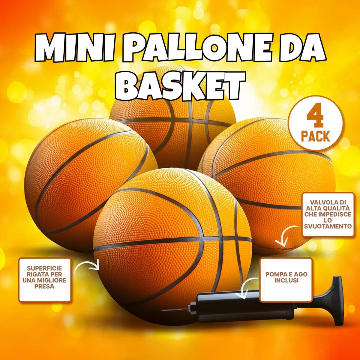 Bedwina Mini Palloni da Basket (2/4) 17,8 cm Misura 3 – Set con Mini Canestro per Interno/Esterno, Piscina, Feste, Giochi Arcade – Idea Regalo per Bambini