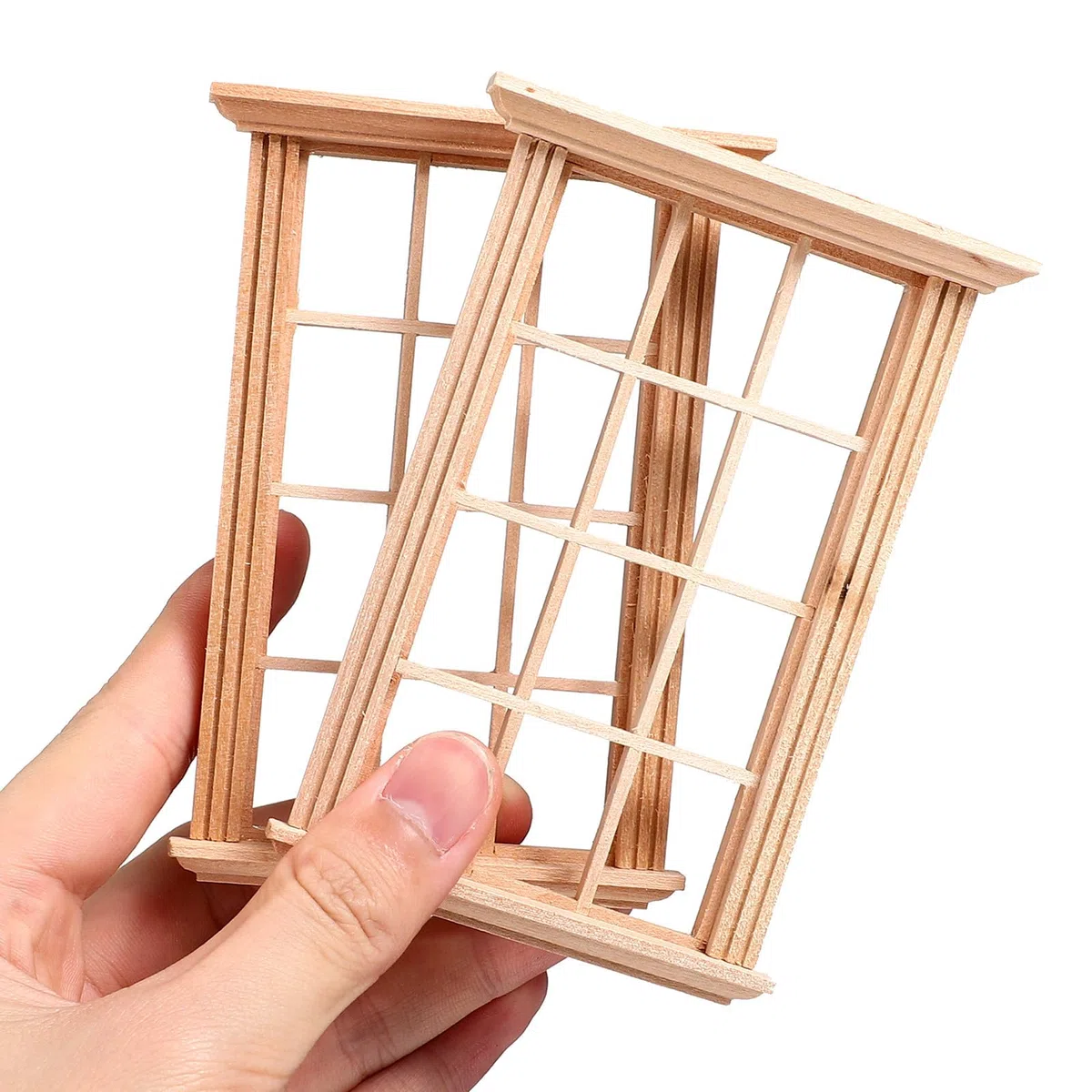 Housoutil Finestre in legno per mobili in miniatura: 2 pezzi Mini finestra telaio modello 1: 12 scala miniature finestra in legno - mini tapparelle fai da te accessori artigianali per case delle
