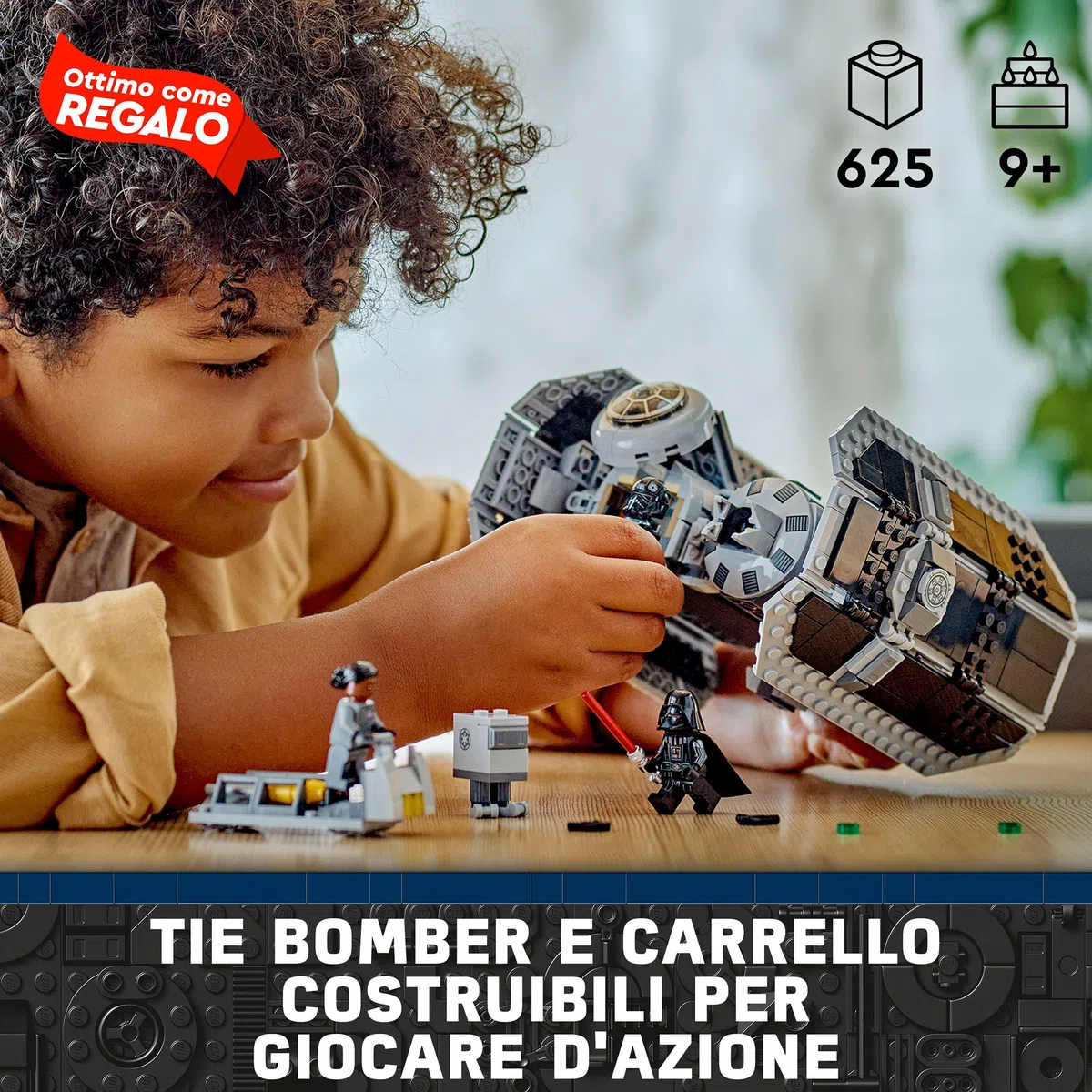 LEGO Star Wars 75347 TIE Bomber - Modello di Astronave Giocattolo con un Droide Gonk e la Minifigure di Darth Vader con Spada Laser - Regalo per Bambini da 9 Anni in su