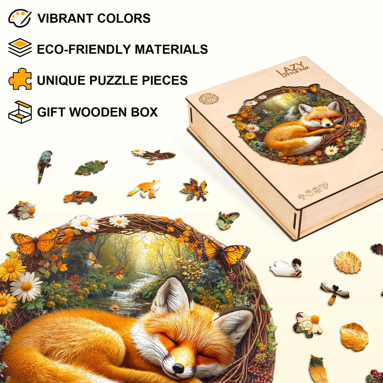 Puzzle in Legno per Adulti Piccolo Renard Pigro - Puzzle in Legno da 200 Pezzi, Idea Regalo per Gli Amanti dei Puzzle, Decorazione Murale e Regalo per Amici e Famiglia