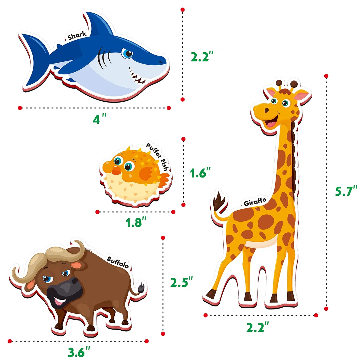 SpriteGru 60 magneti a tema animali per bambini, perfetti per l’apprendimento in età prescolare, (versione inglese)