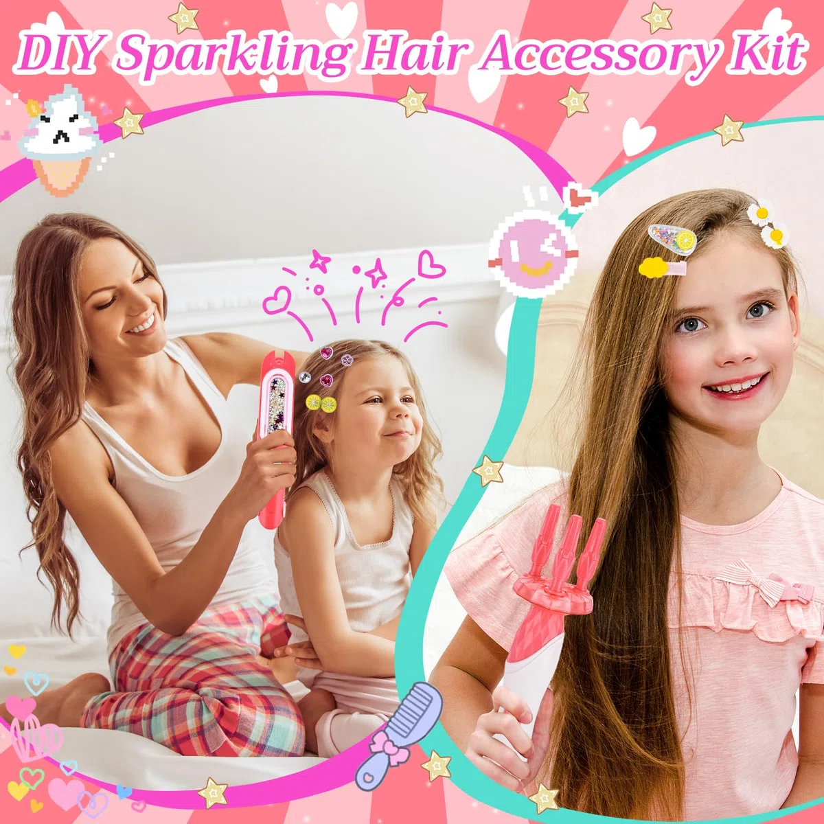 Regalo Bambina 5 6 7 8 9 10Anni,Set Treccine Magiche con Trecciatrice Per Capelli e Kit Gemme Capelli,Treccia Strumenti DIY,Regalo per Styling e Acconciature Uniche