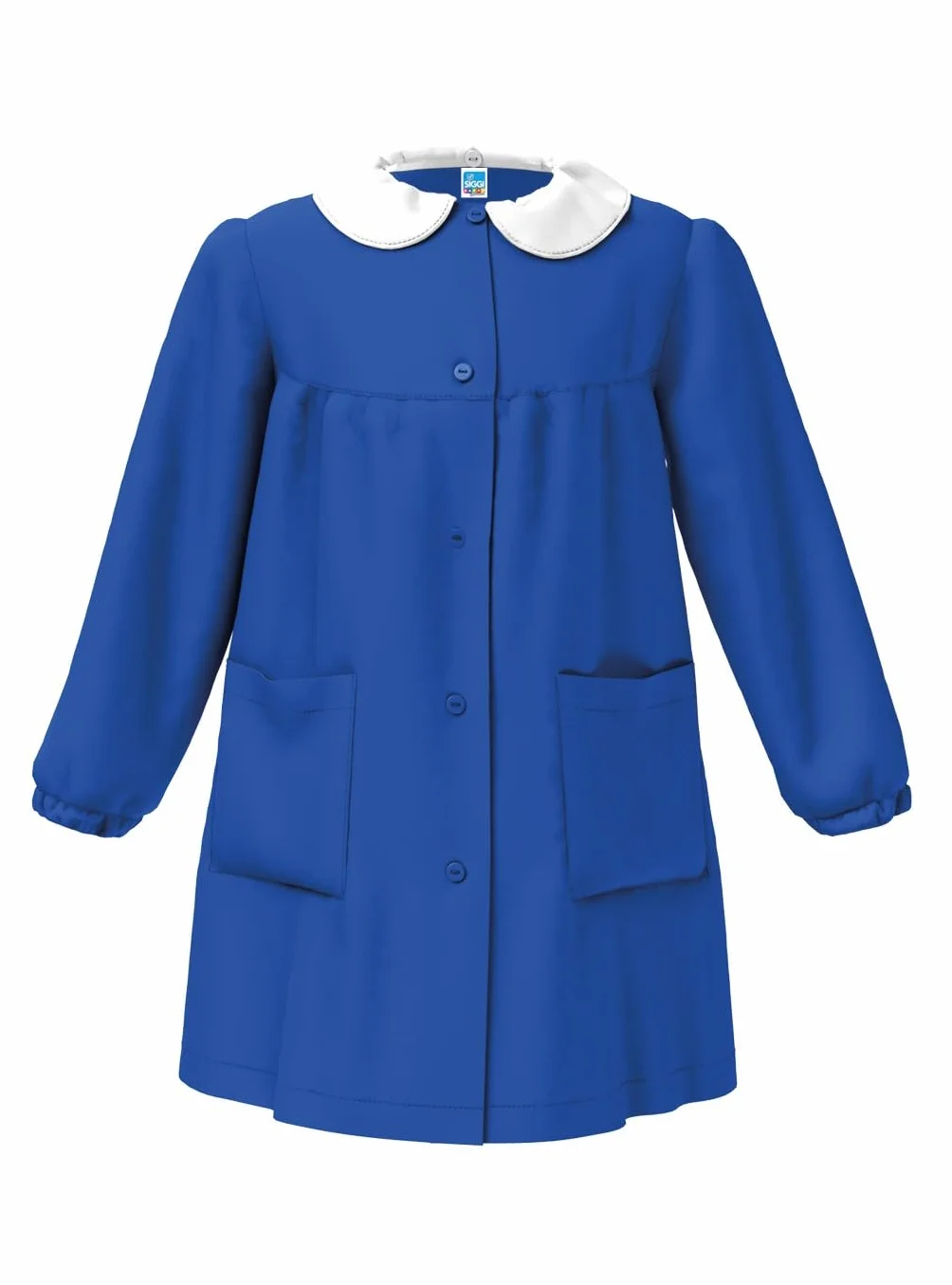 siggi grembiule scuola elementare bambina bianco nero blu bottoni