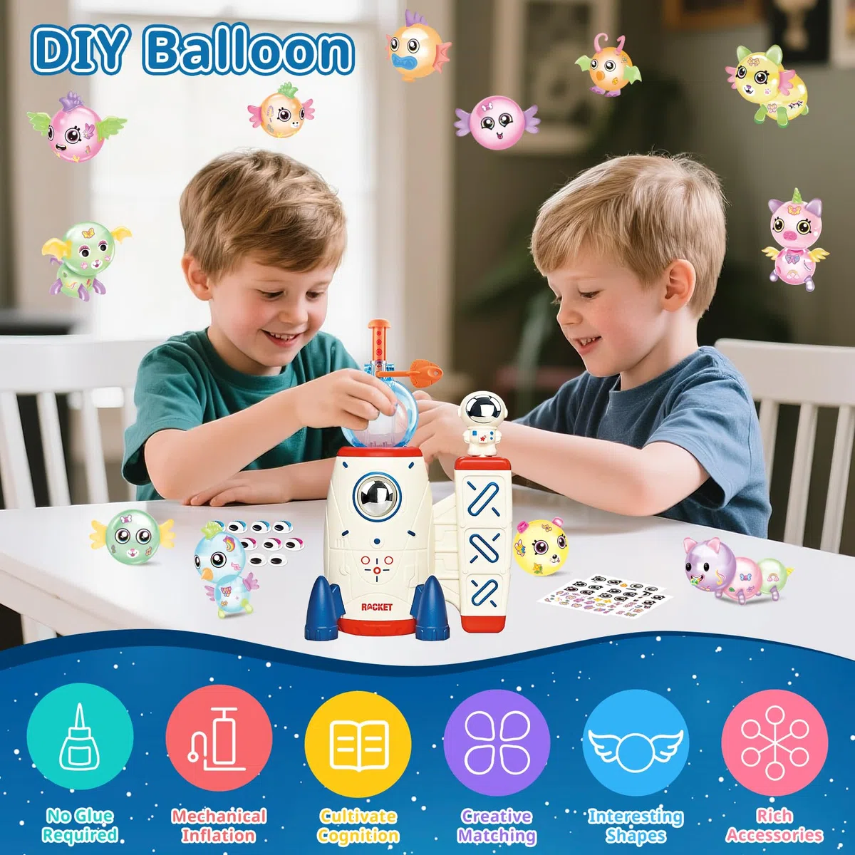 deAO Nano Tape Bubble Kit, Nano Tape Bolle Set Fai da Te con Pompa per Palloncini Razzo, Bolle Elastiche e Accessori Adesivi, DIY Craft per Bambini, Giocattoli Regalo Creativo per Soffiabili
