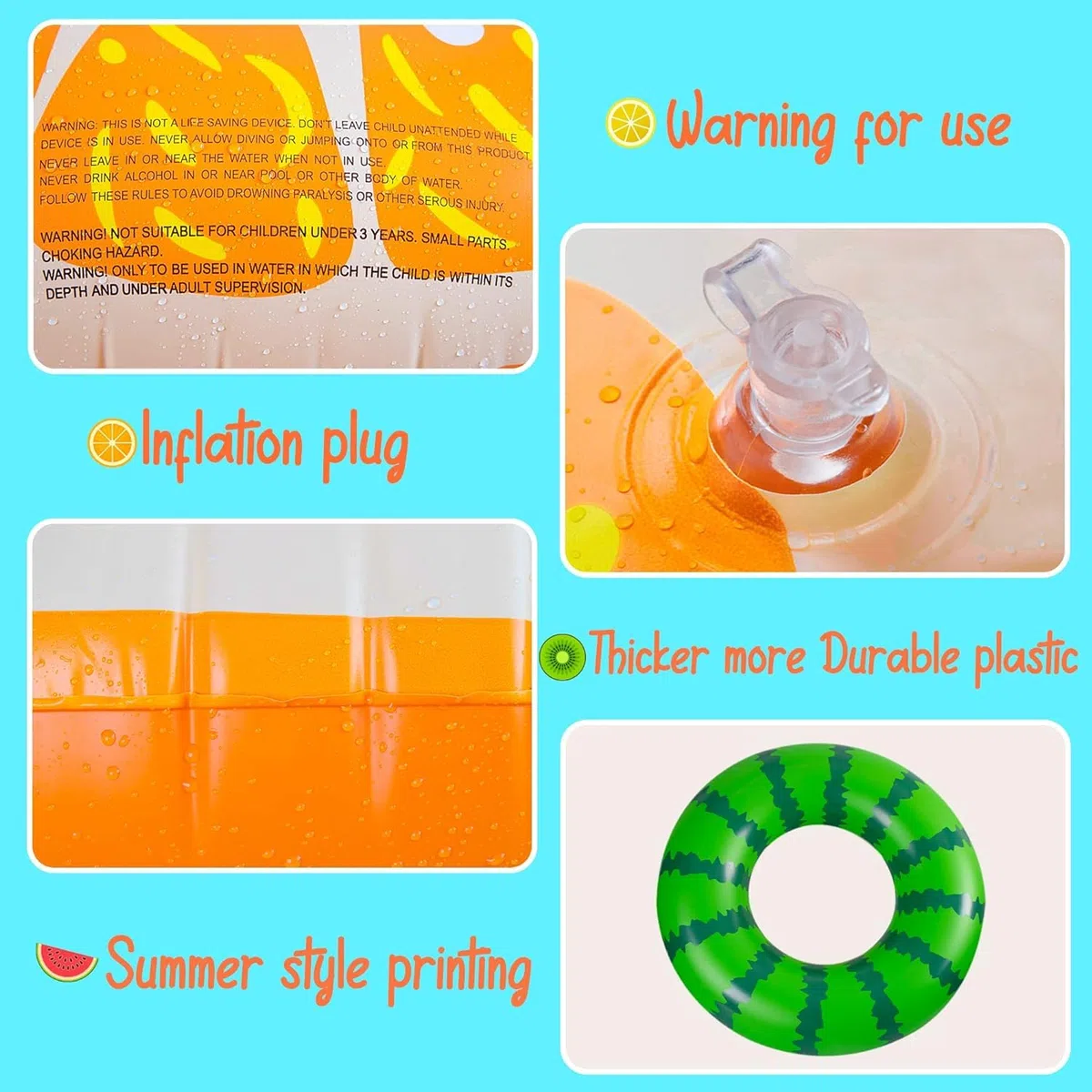 LATERN 7 Pezzi Frutta Galleggianti Gonfiabili dello Stagno, 4 Pezzi 75CM Anelli Tubi da Nuoto a Frutta con 3 Pezzi 35CM Palloni da Spiaggia - per Bambini Adulti Spiaggia Nuoto Piscina Festa