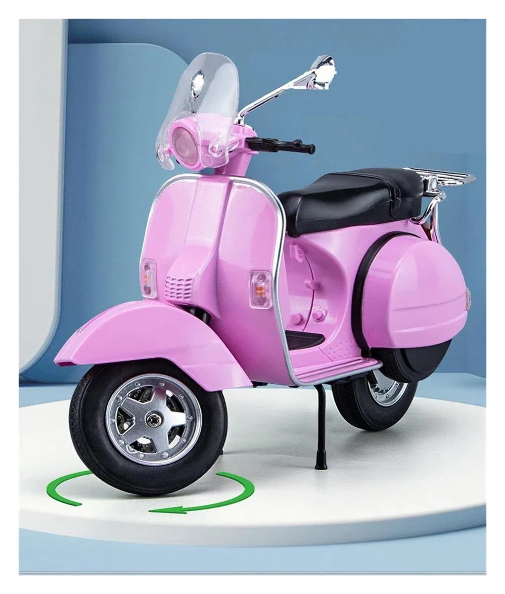 Modellino Moto Miniatura per Vespa 125 Modellino Finito in Lega per Simulazione di Moto(Rosa)
