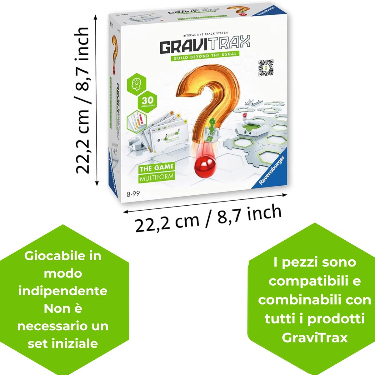 Ravensburger - GraviTrax The Game Multiform, Pista biglie 46 pezzi, Gioco di logica, 30 carte sfida multilivello, Costruire circuiti, Rompicapo STEM 8+ anni e adulti, Compatibile con tutti i GraviTrax