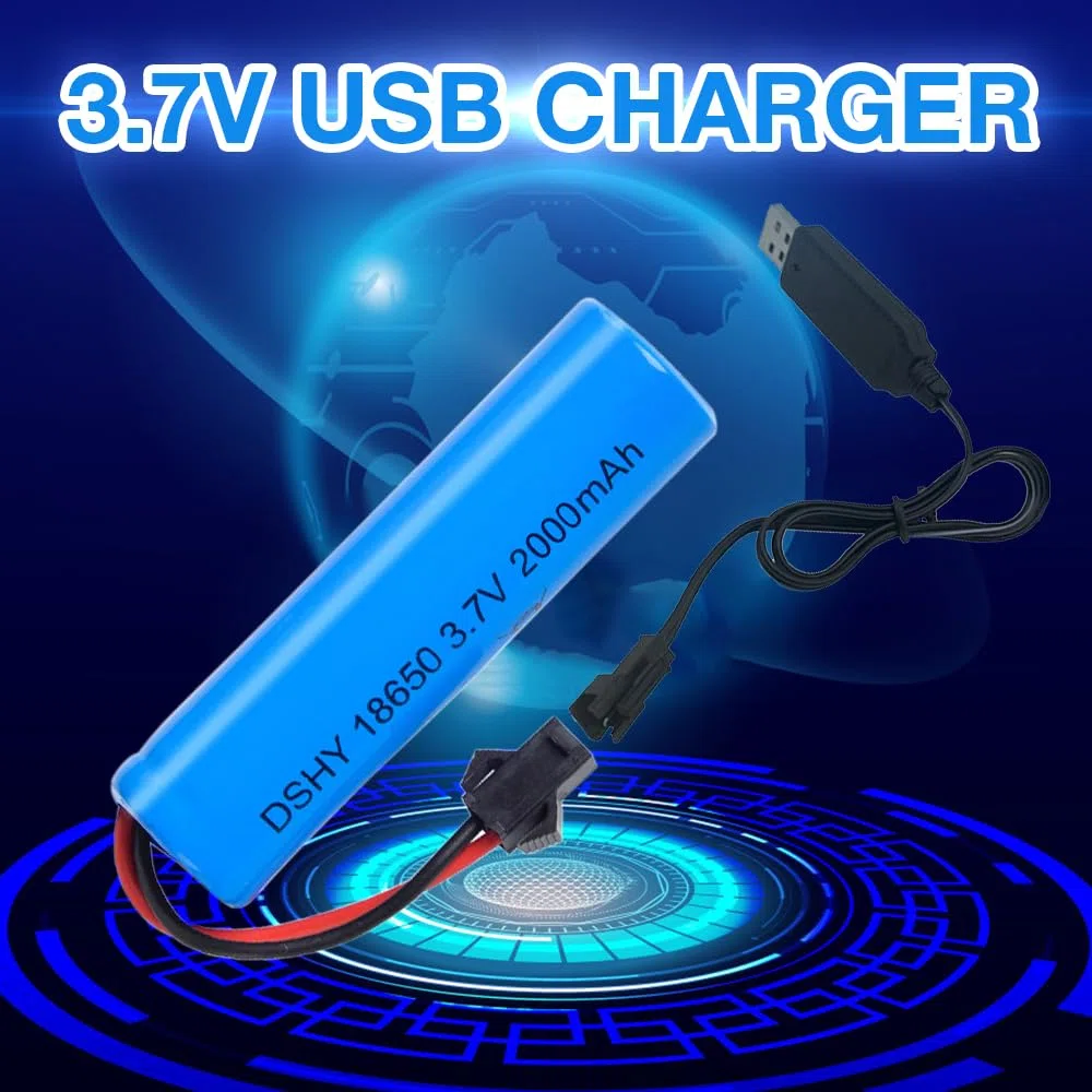4PCS LiPo Batteria 1800mAh 3,7V RC Batterie Ricaricabili con USB cavo di ricarica e spina SM 2P, RC Batteria al litio 18650 per RC Auto Telecomandato Camion RC Robot