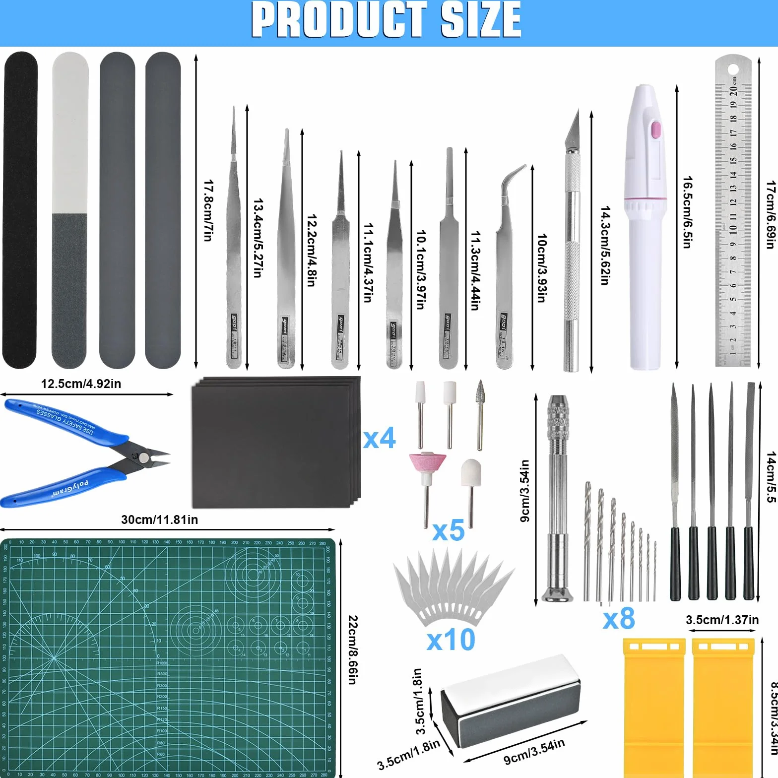53 Pezzi Gundam Model Tools Kit, Set di Strumenti per Hobby Assembler, Strumenti di Modellazione Gundam di Base e Set Artigianale per Costruzione, Riparazione e Fissaggio