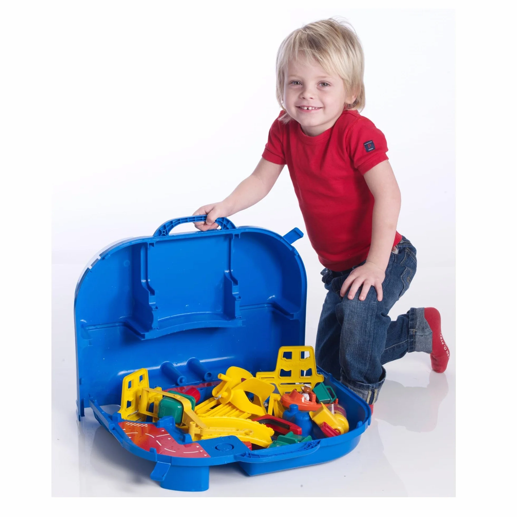 BIG Aquaplay - Lockbox Circuito Acquatico, 8700001516, + 3 Anni, con 27 Pezzi e Playset Incluso 1 Wilma Hippo, Auto Anfibio e Barca Portacontainer