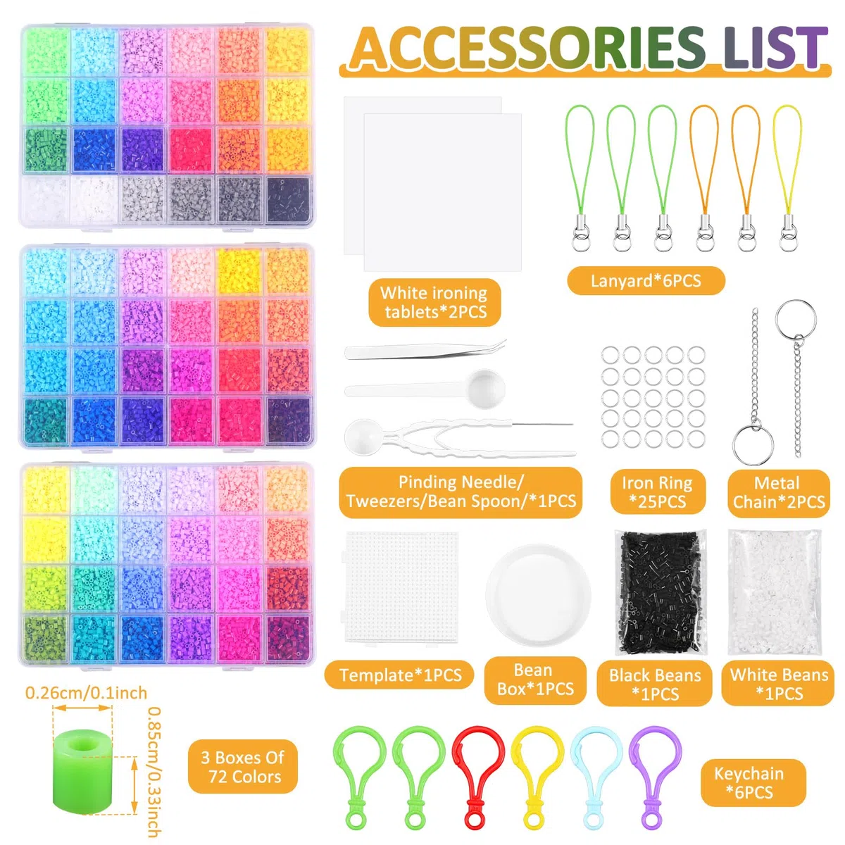 Mini Set di Perline da Stirare 2,6 mm, Piccole Perline con Piastre per Perline da Stirare, Kit di Perline da Stirare Fai-da-Te come Regalo per Bambini & Hobby di Arte Pixel, con Diverso